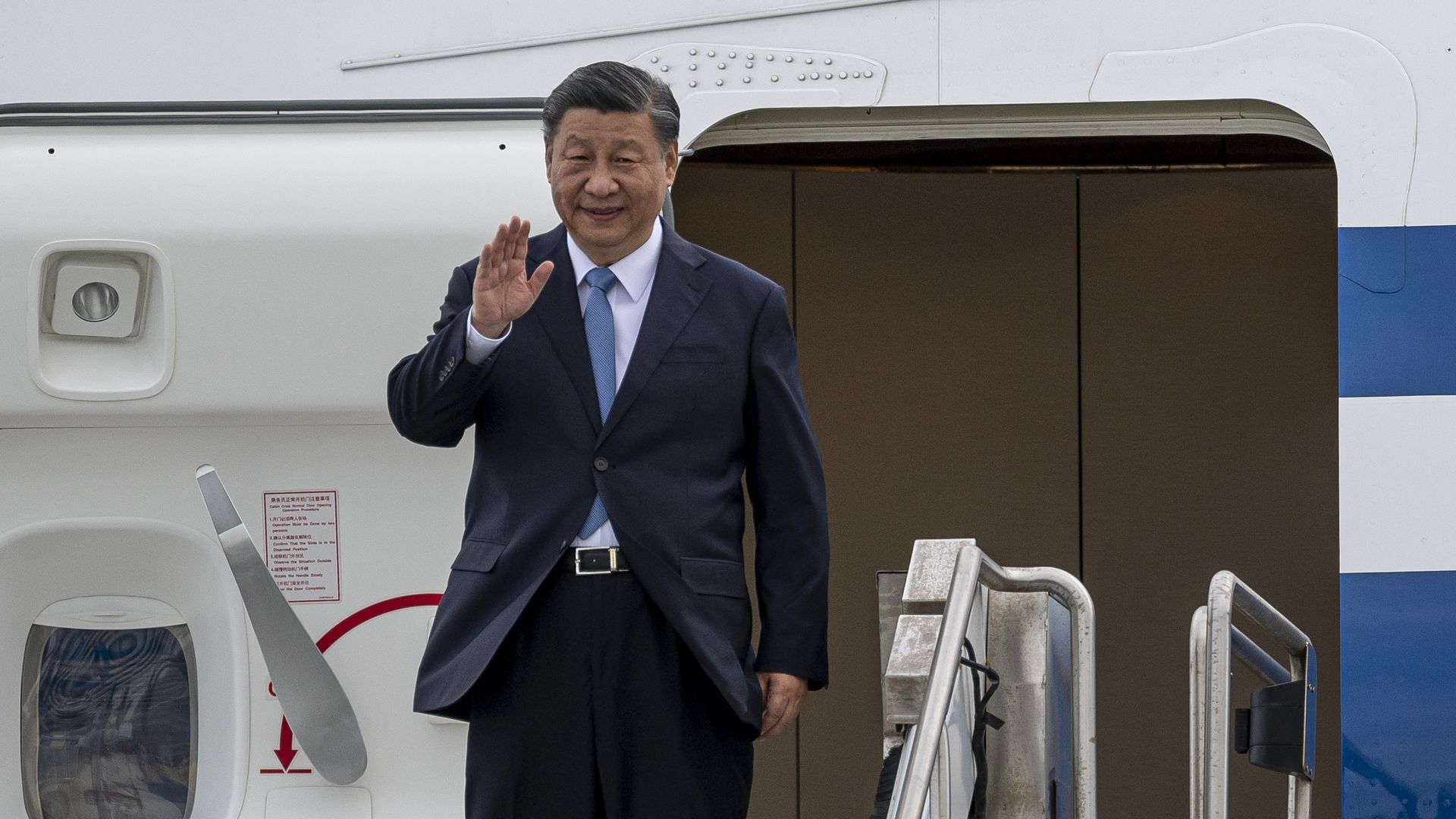 Xi Jinping arrives at San Francisco International Airport on the sidelines of the Asia-Pacific Economic Cooperation summit in San Francisco, California, US, on Tuesday, Nov. 14, 2023. Photo credit: David Paul Morris/Bloomberg via Getty Images