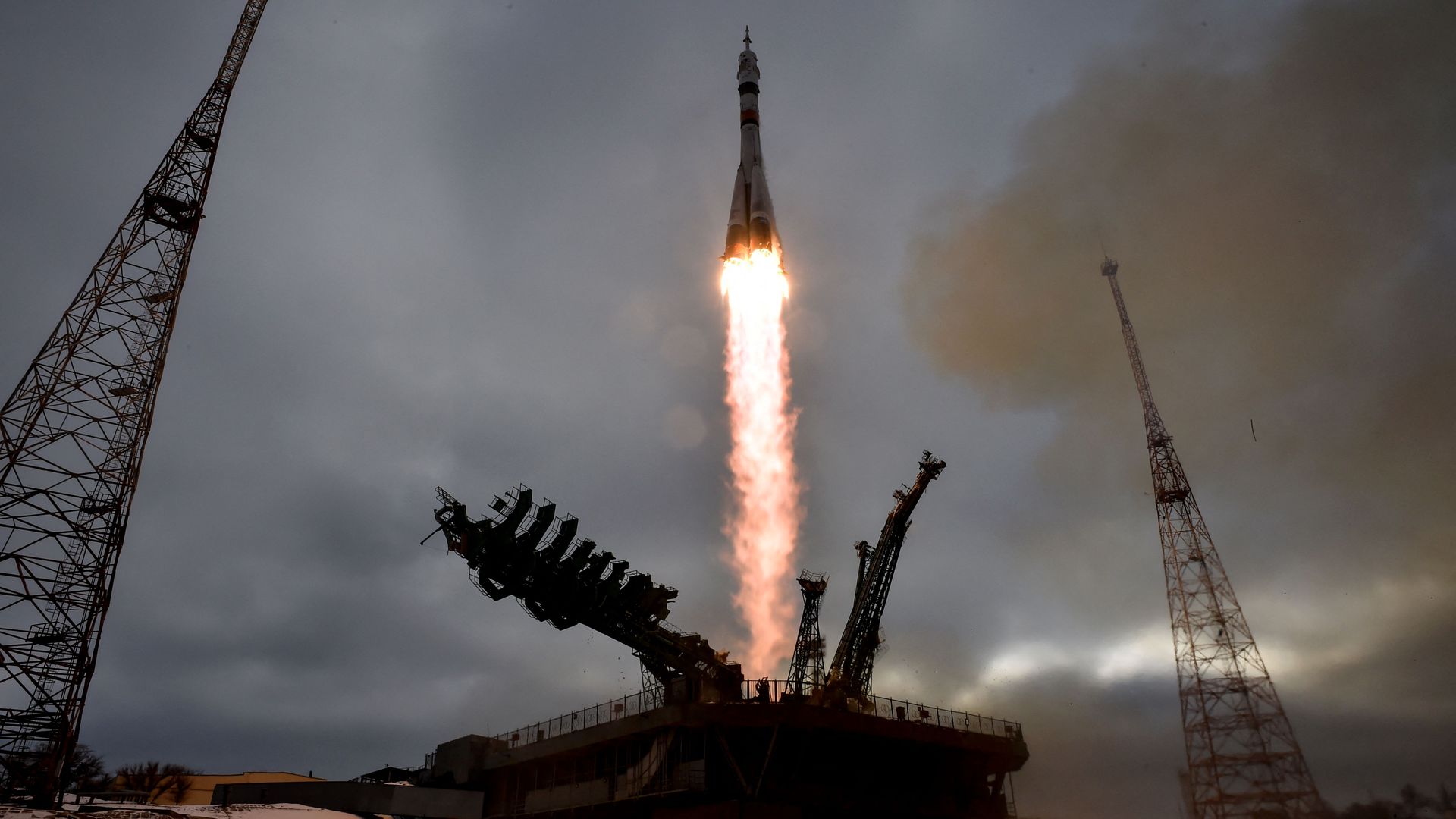 A rocket launches