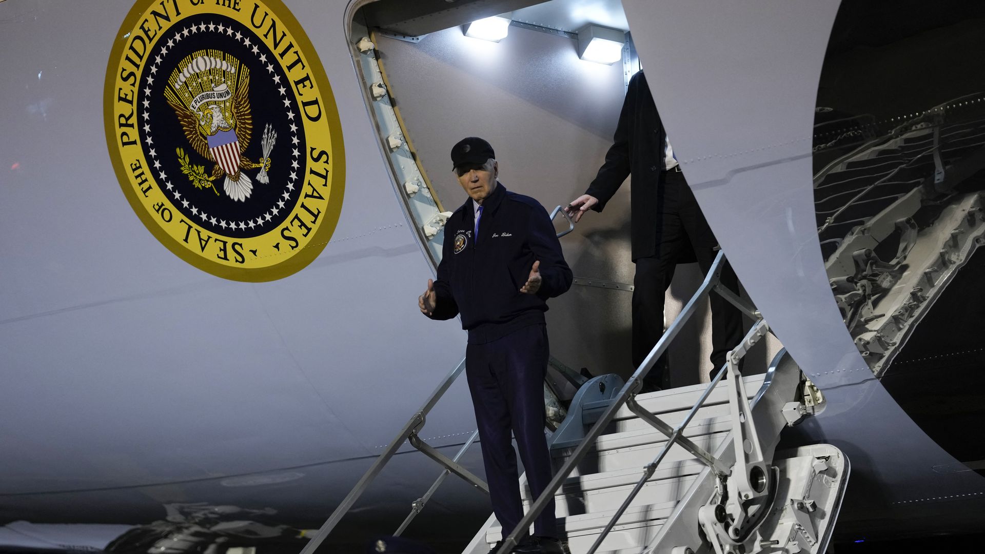 resident Joe Biden steps off Air Force One at Dover Air Force Base in Dover, Del., on July 17, 2024., after testing positive for covid.