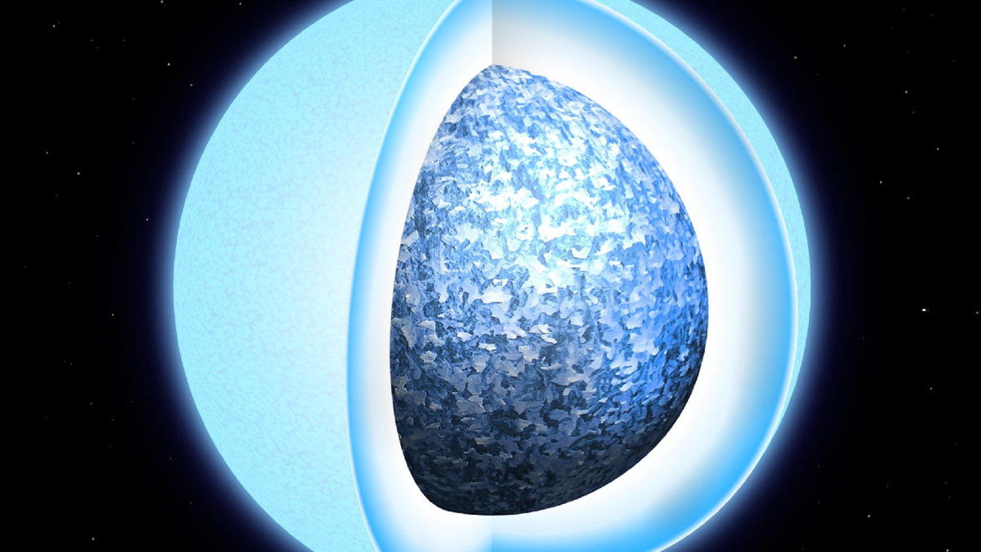 Artist's impression of a white dwarf star in the process of solidifying.