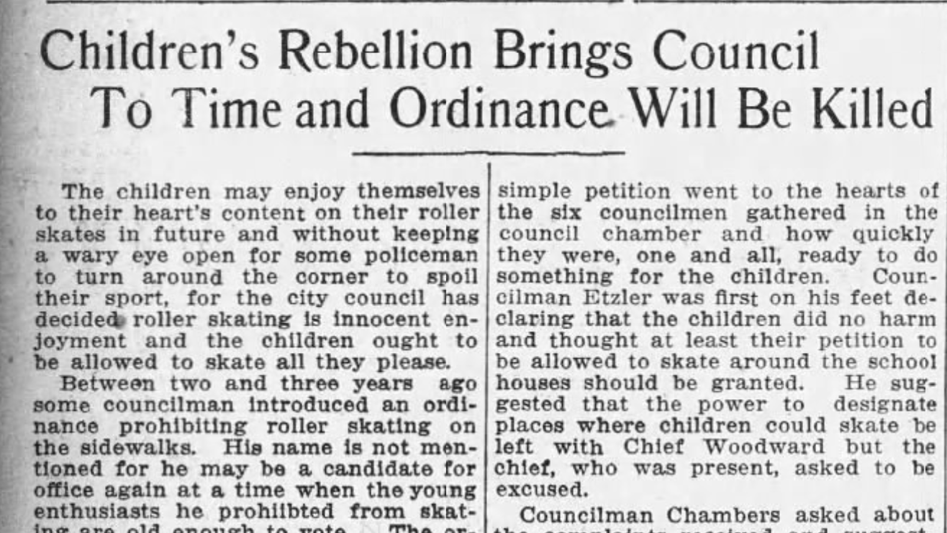 A newspaper clipping from Feb. 1914.