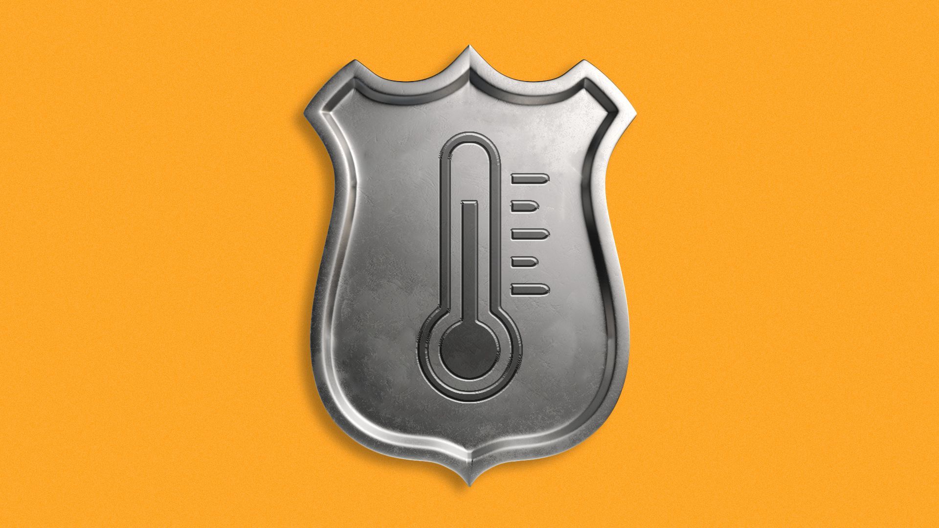 Illustration of an officer's badge with a thermometer embossed on the front