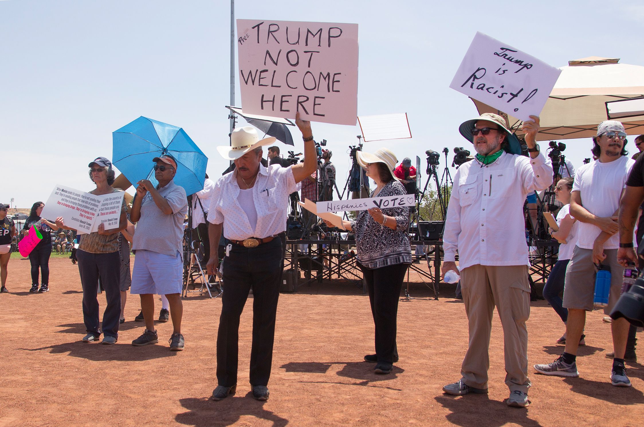 El Paso Demonstrators protest against the visit of US President Trump
