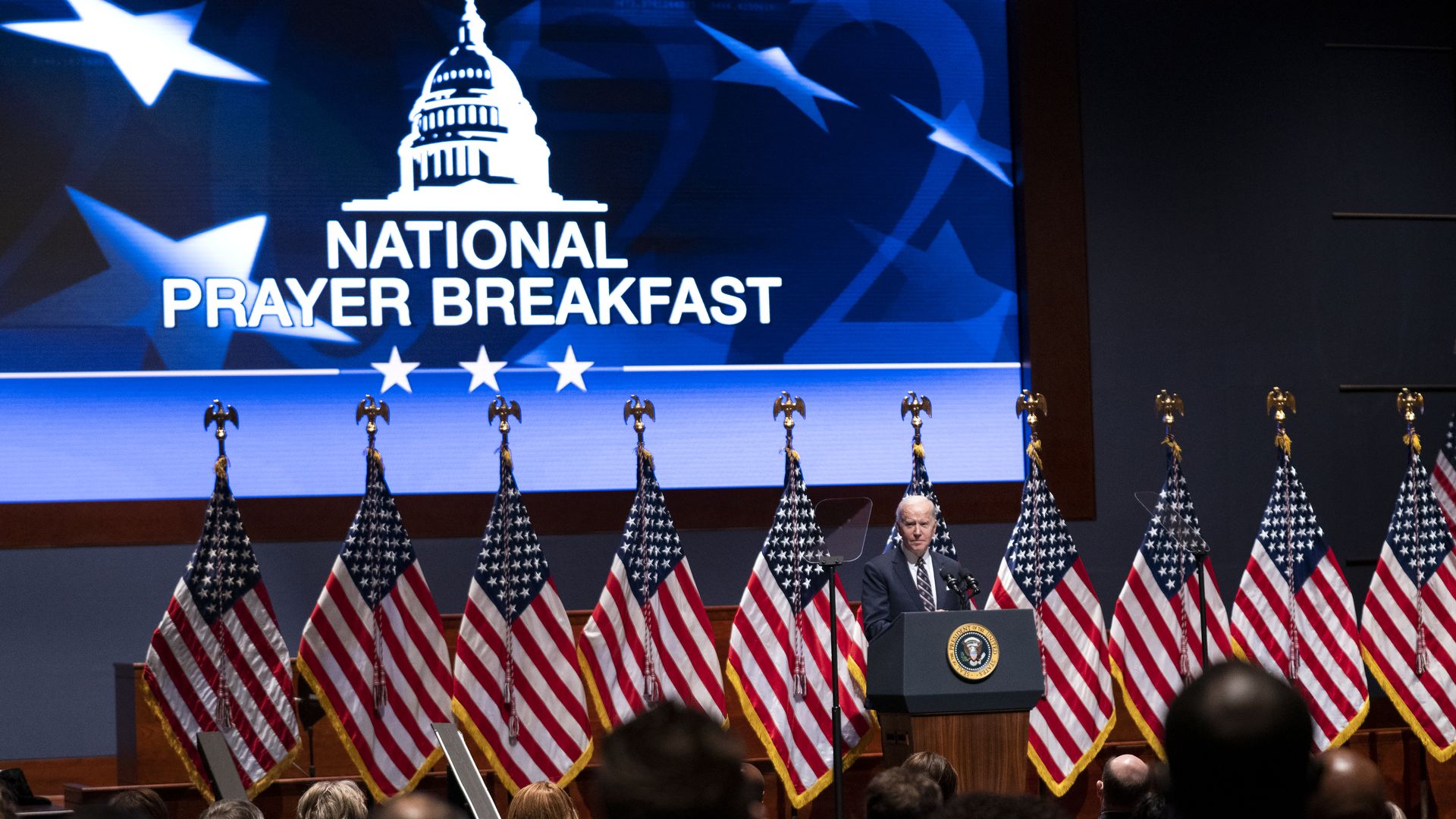 President Joe Biden addresses the National Prayer Breakfast at the U.S. Capitol on February 3, 2022