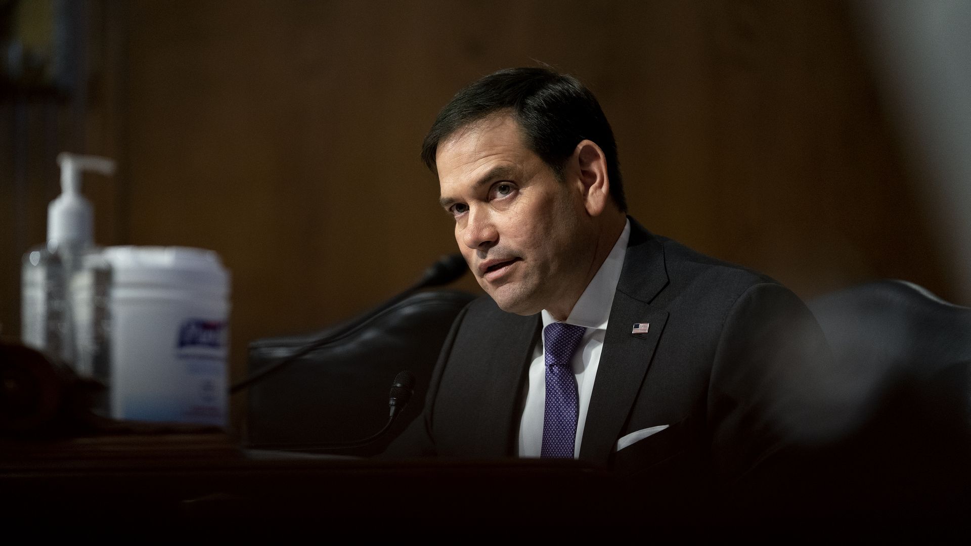 Senator Marco Rubio (R-FL) speaks during a Senate Appropriations Subcommittee hearing May 26