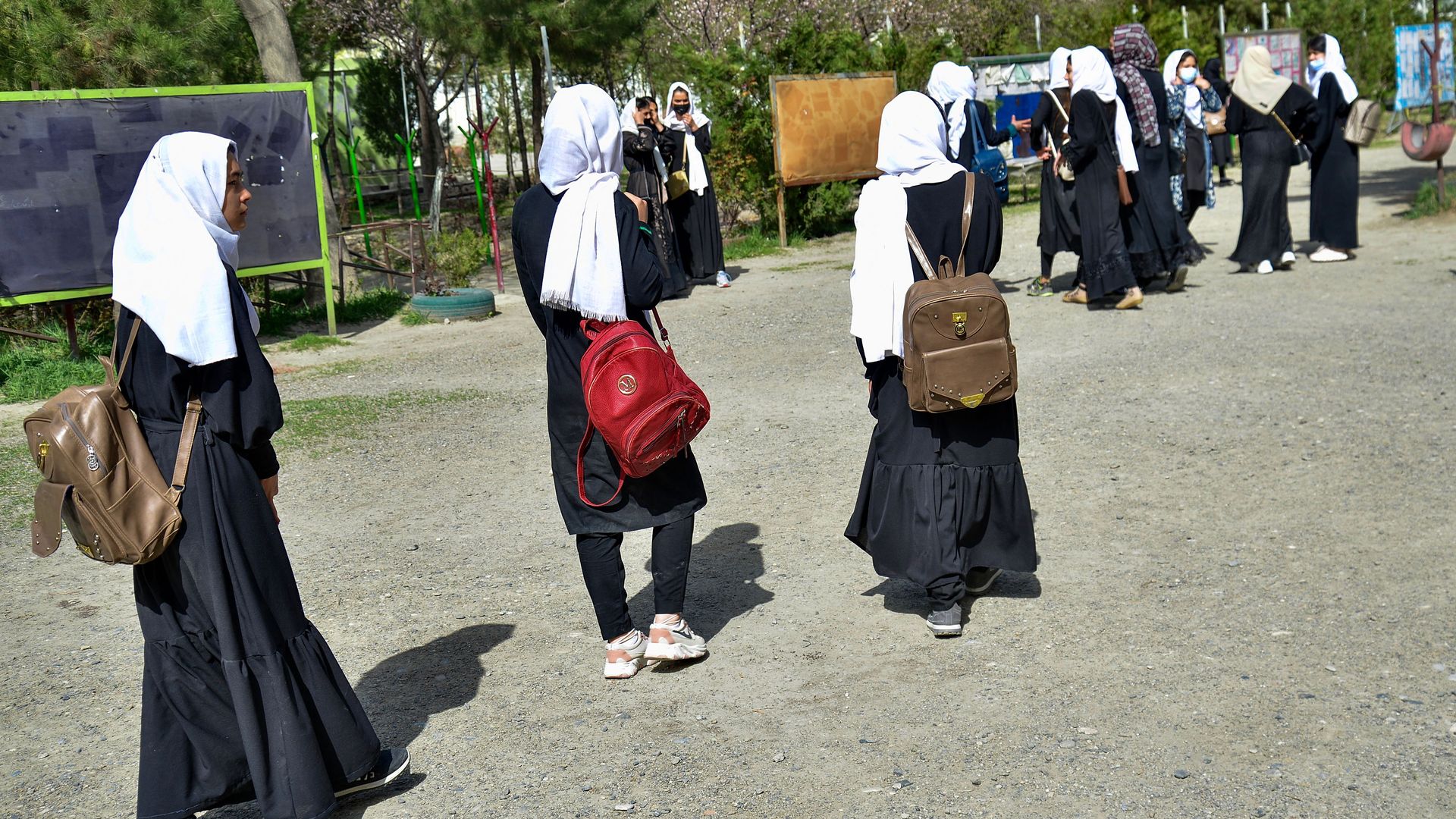 Picture of girls wearing hijabs and backpacks