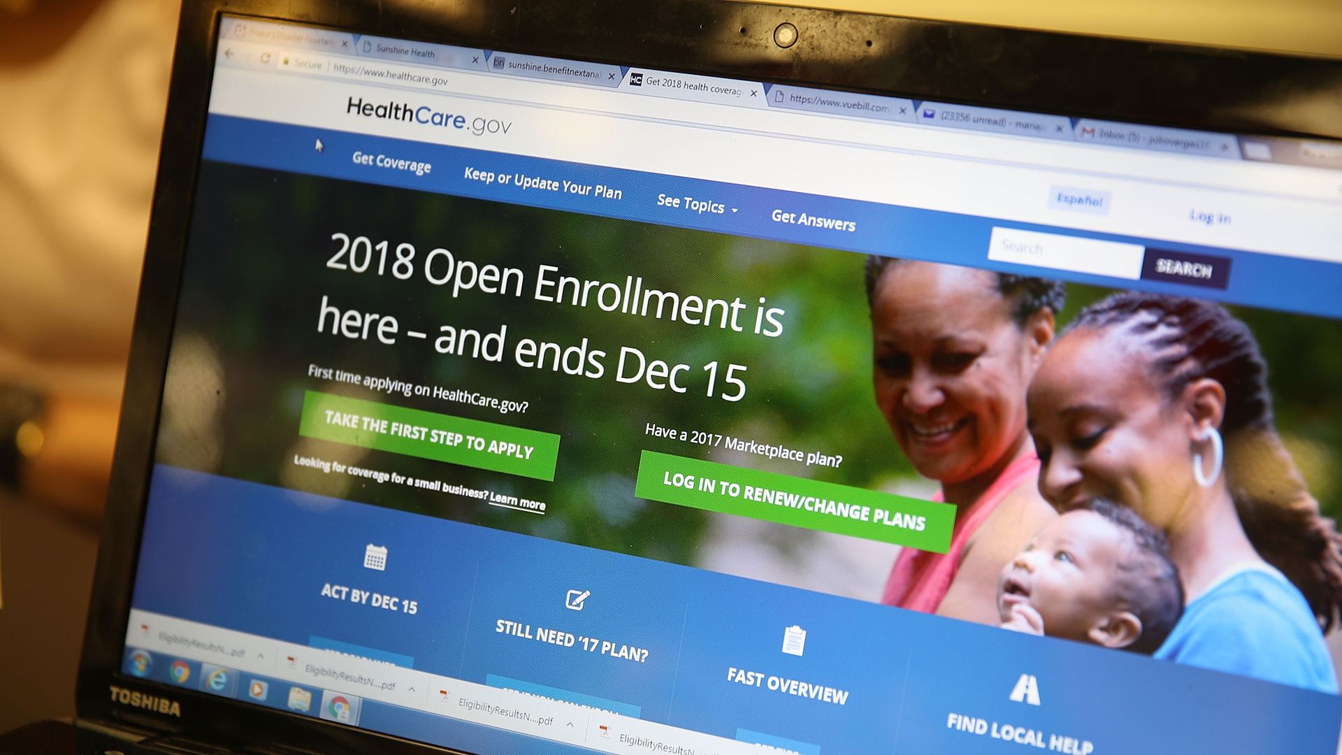 A laptop displaying HealthCare.gov