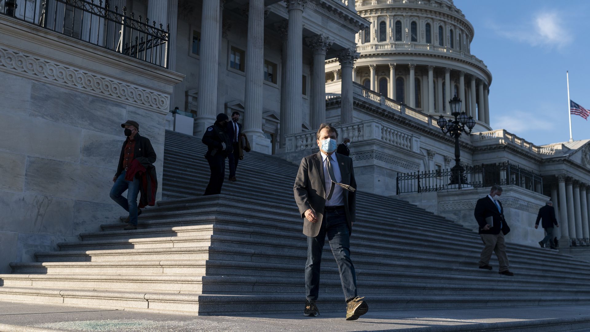 Politician on stairs 