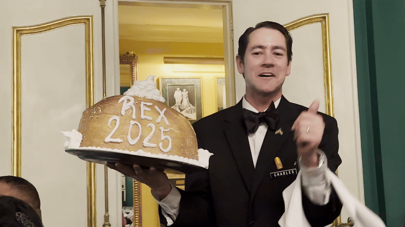 Photo shows a server with a baked Alaska.