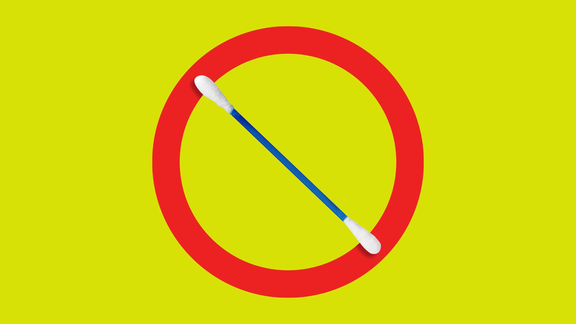 Illustration of a no symbol with a q-tip as the crossbar.