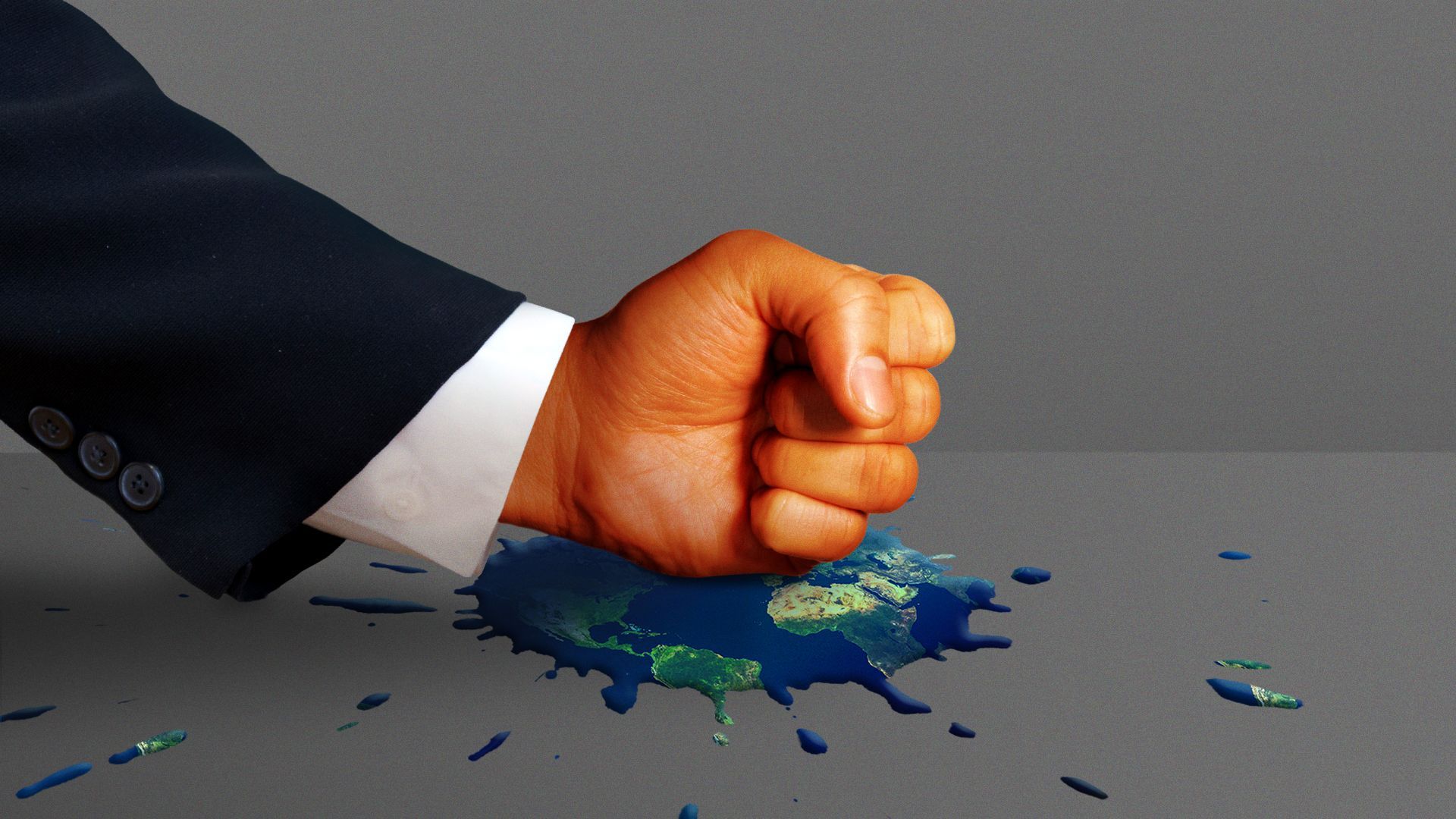 Illustration of a fish squashing earth.