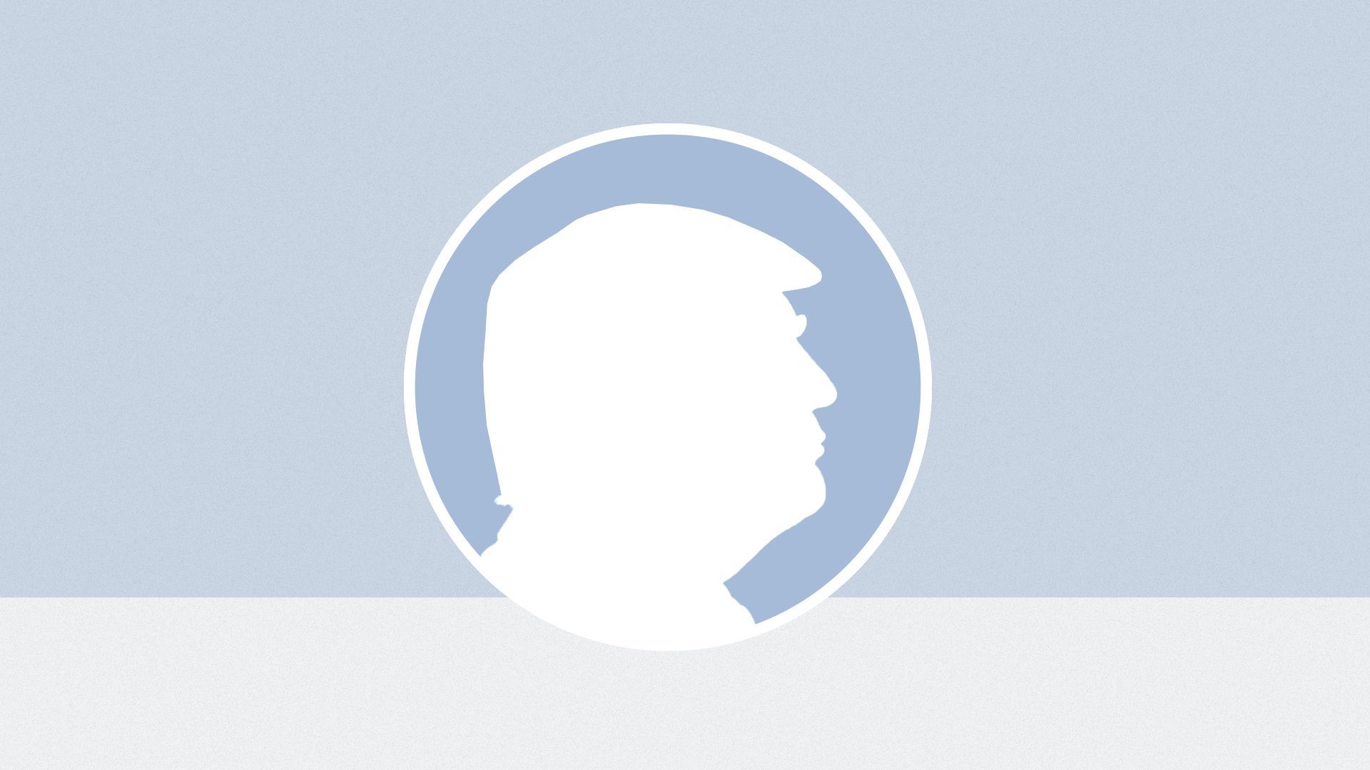 Illustration of Trump's silhouette inside a blank Facebook profile picture template