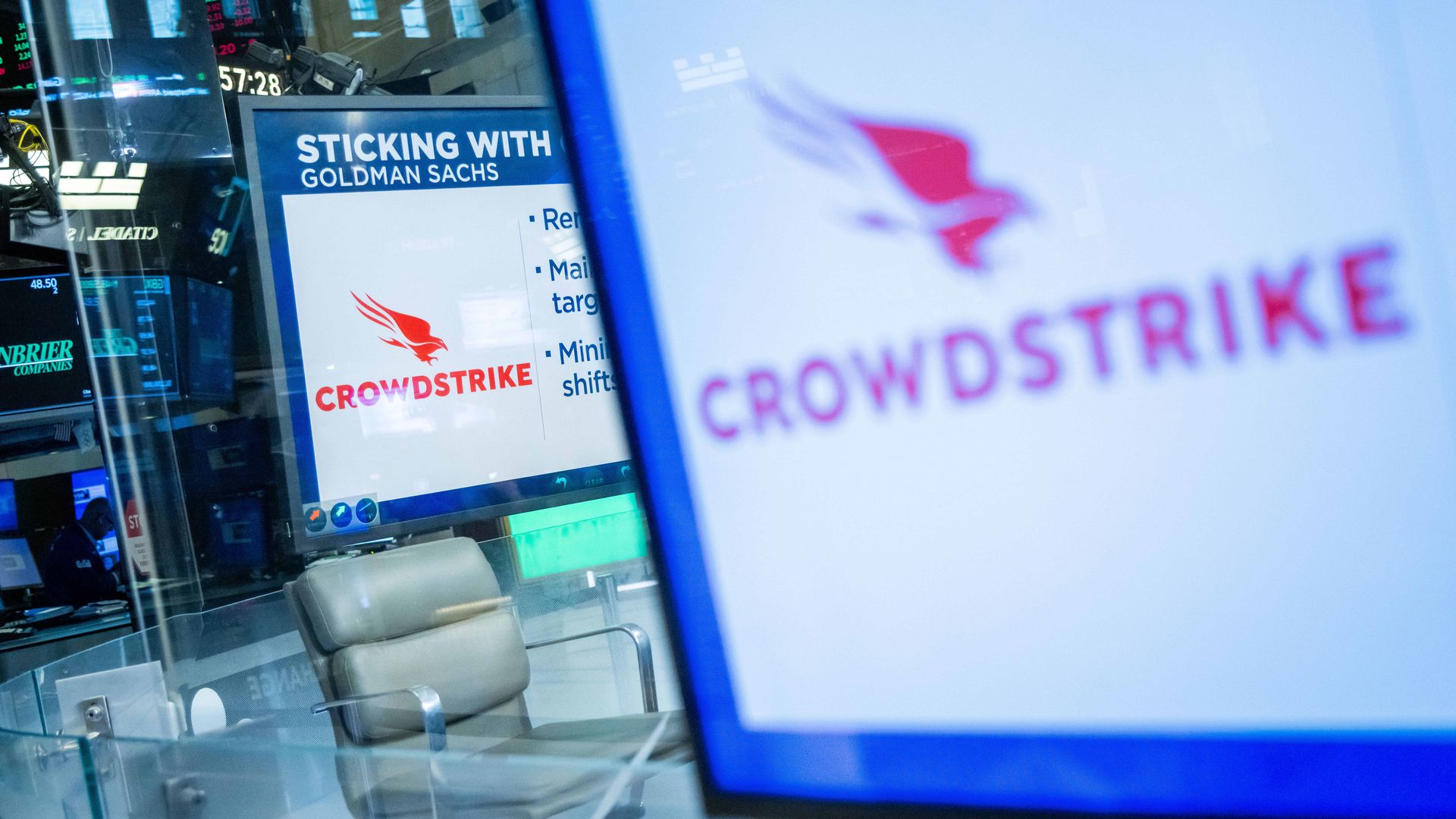 photo of a computer screen with CrowdStrike logo