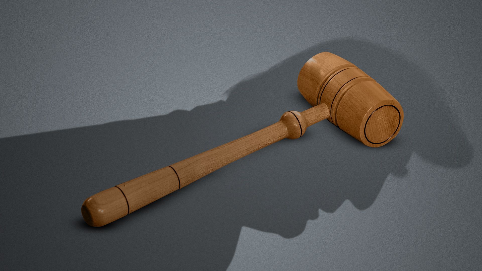 Photo illustration of the gavel of the U.S. House Speaker being covered by Donald Trump's shadow. 