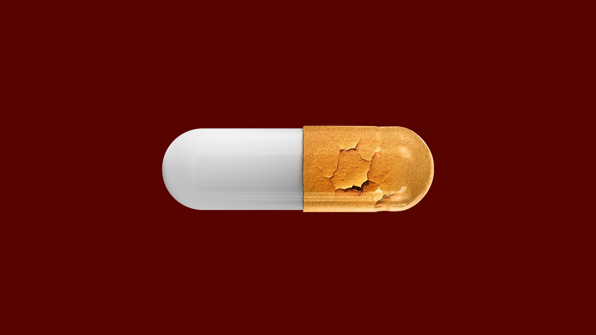 Illustration of a cracked golden pill.