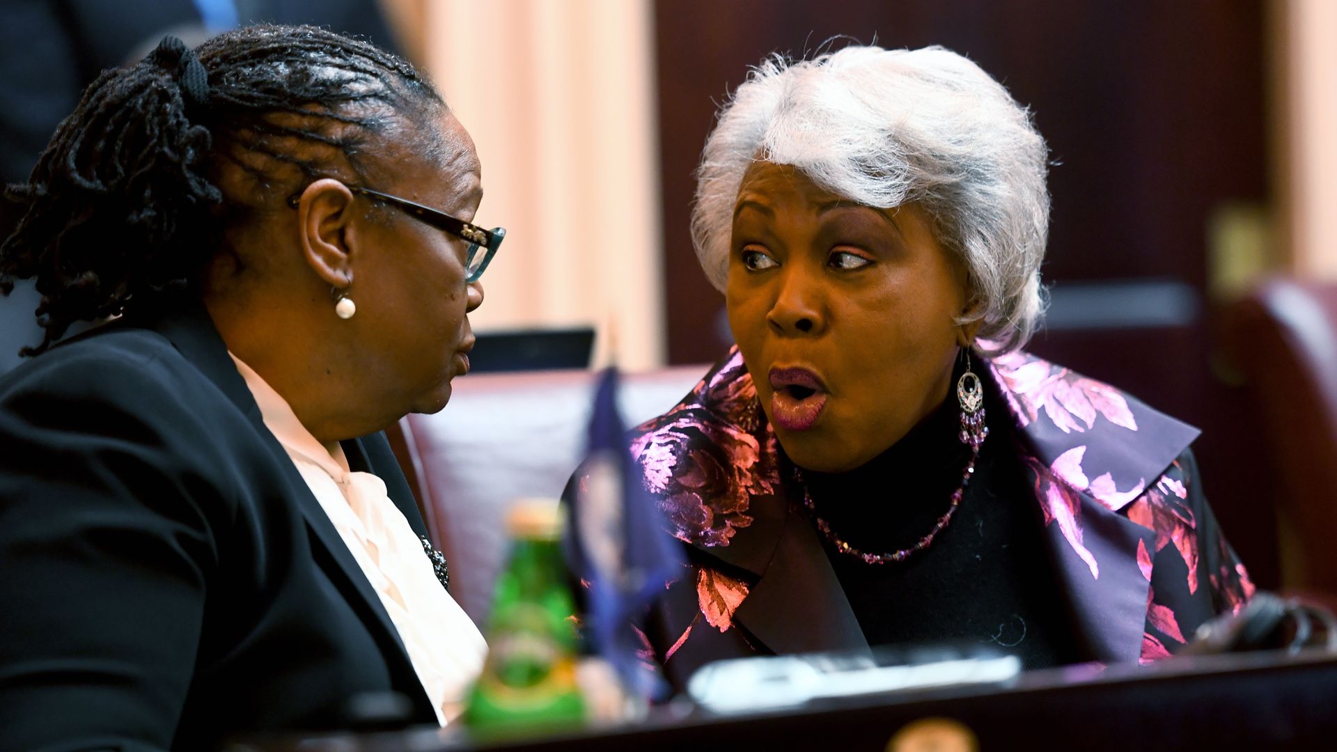 Louise Lucas pictured sitting in the legislature 