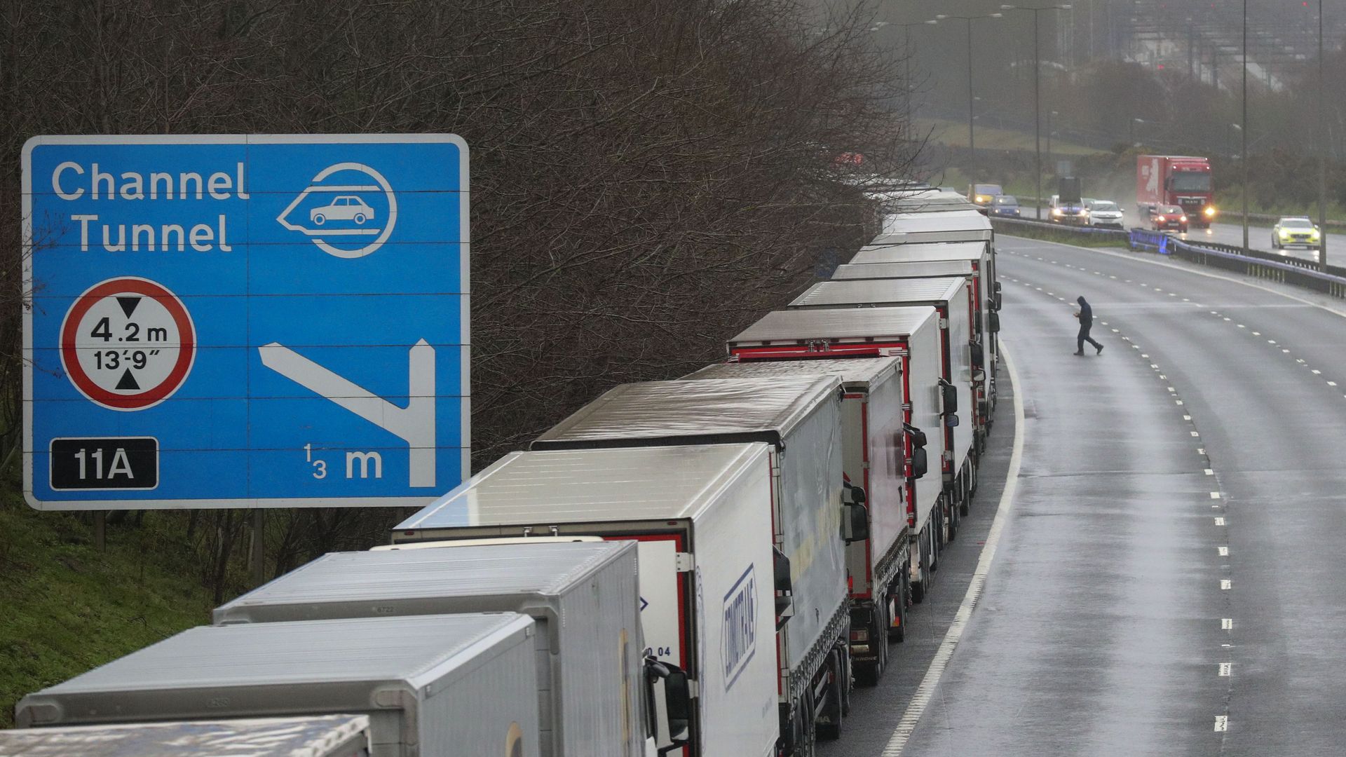 Trucks queueing up at Dover