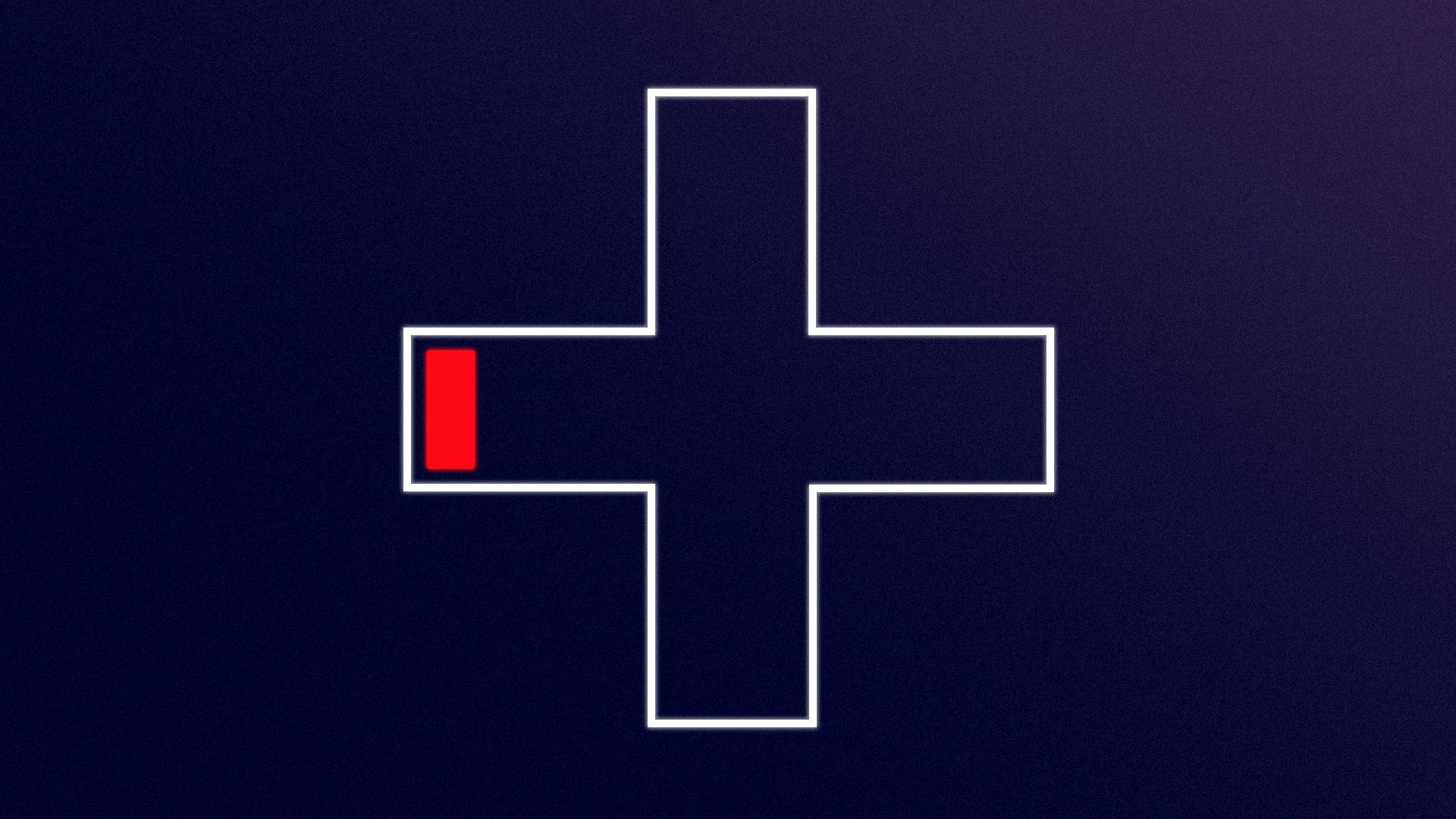 Illustration of a cross that is running out of red.