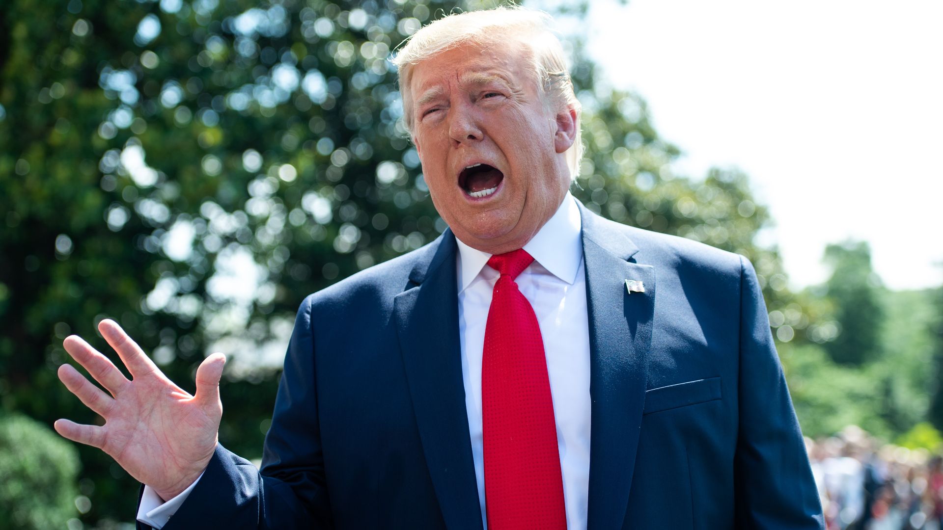 President Trump talks to the media.