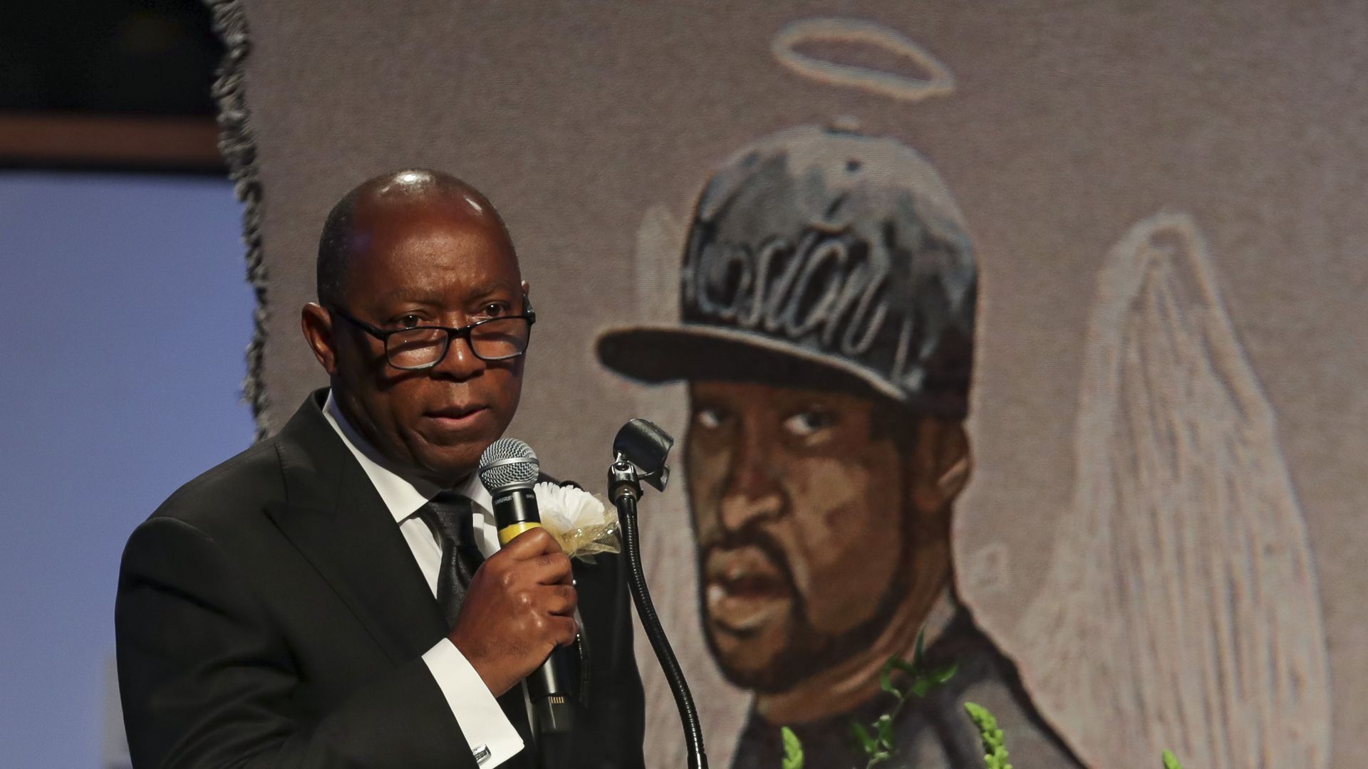 Houston Mayor Sylvester Turner speaks during the private funeral for George Floyd at The Fountain of Praise church on June 9, 2020 in Houston, Texas.