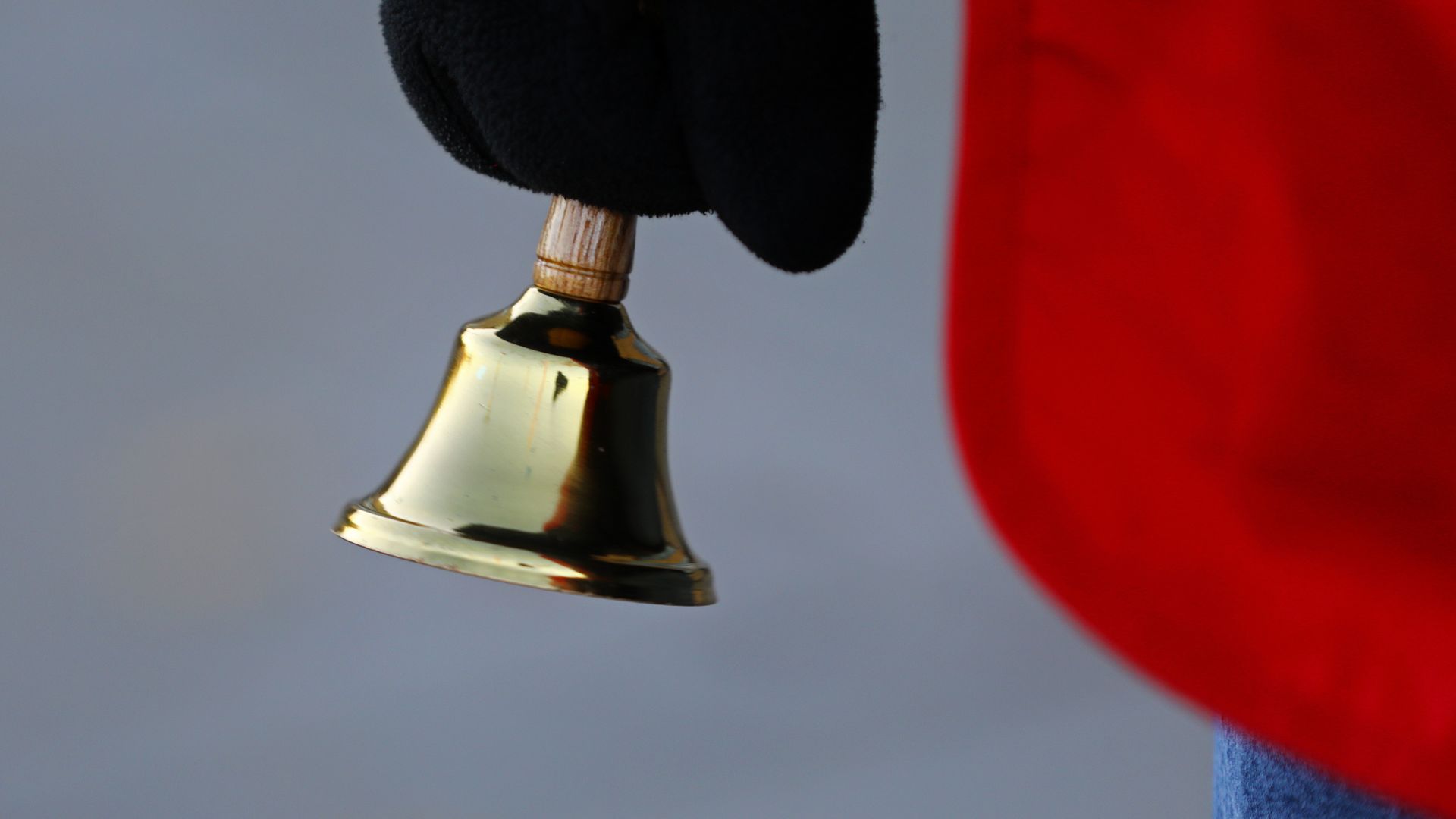 A Salvation Army bell ringer on November 24, 2021.