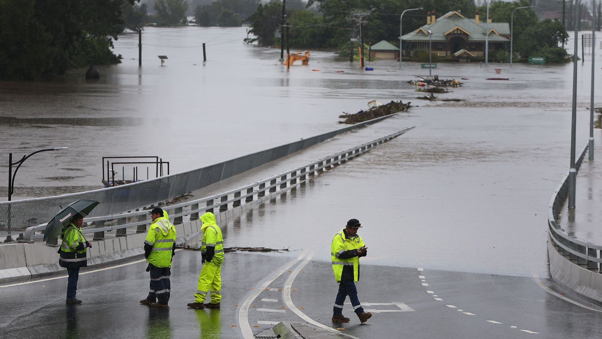 Sydney's Windsor Bridge is submerged under rising floodwaters, New South Wales, Australia, March 22. 