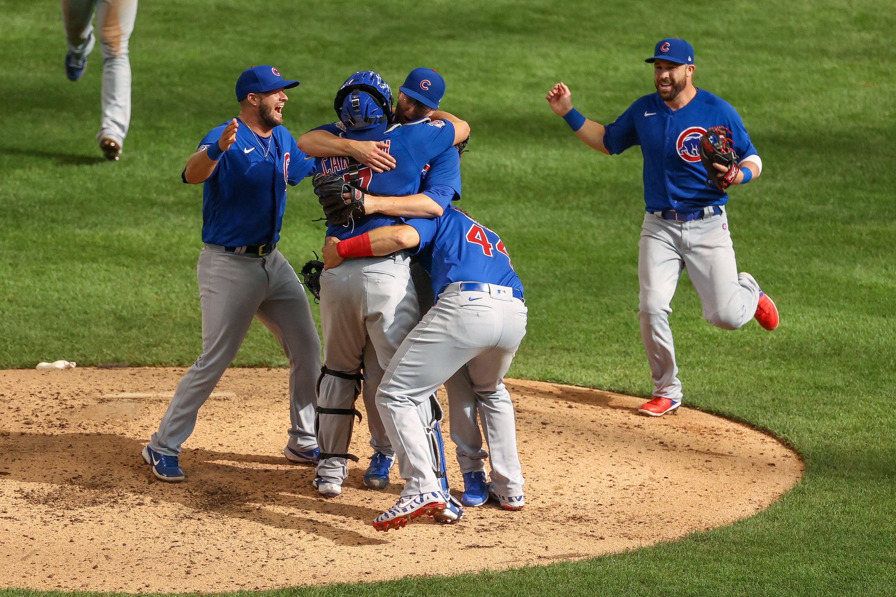 Cubs celebrating