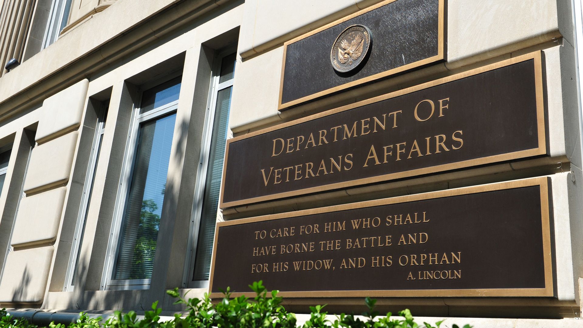 Photo of the entrance sign of the Veterans Affairs building