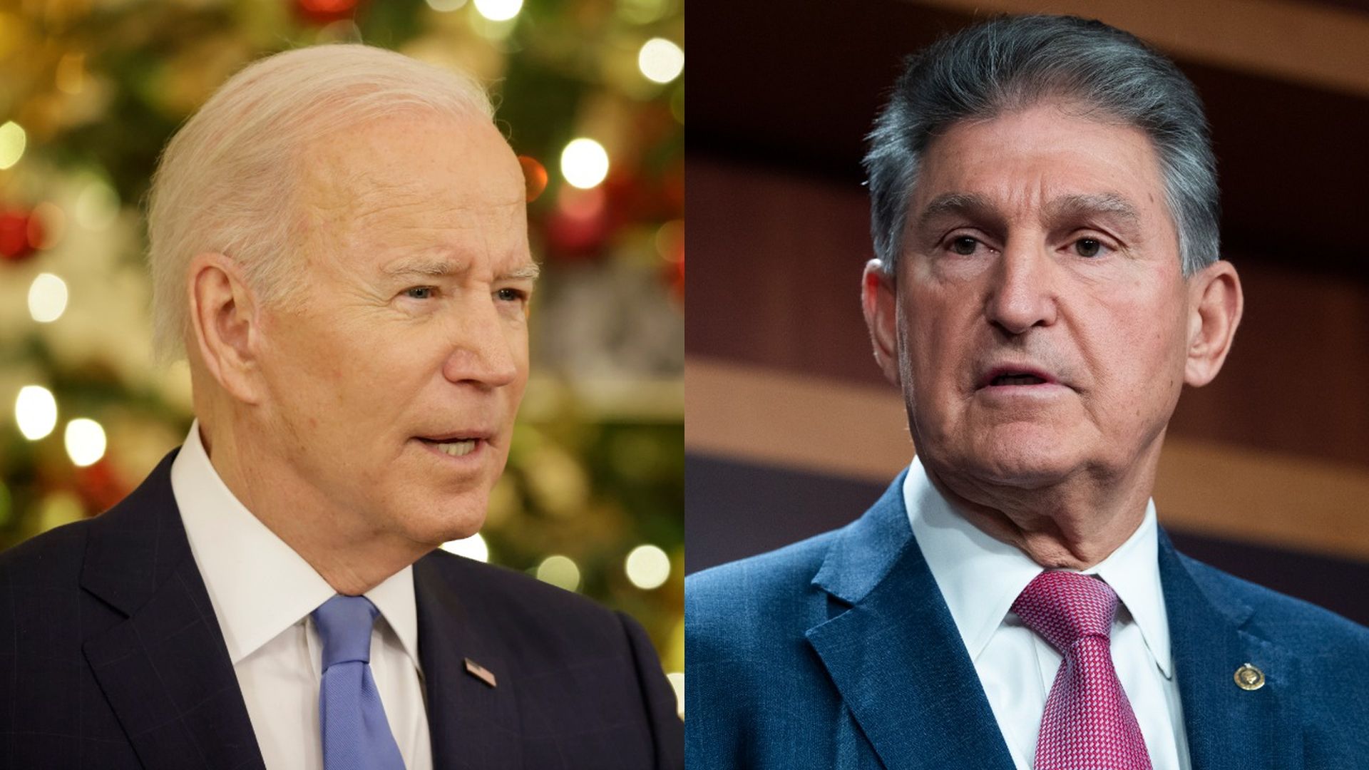Photo of Joe Biden on the left and Joe Manchin on the right