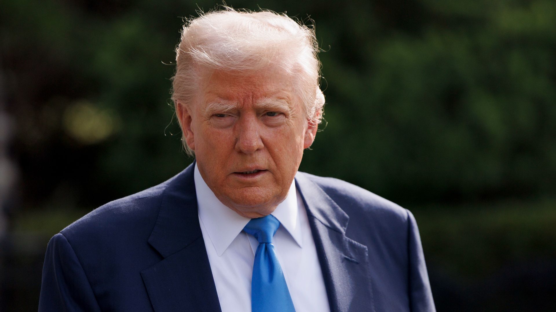 US President Donald Trump on the South Lawn of the White House before boarding Marine One in Washington, DC, US, on Friday, April 25, 2025. 