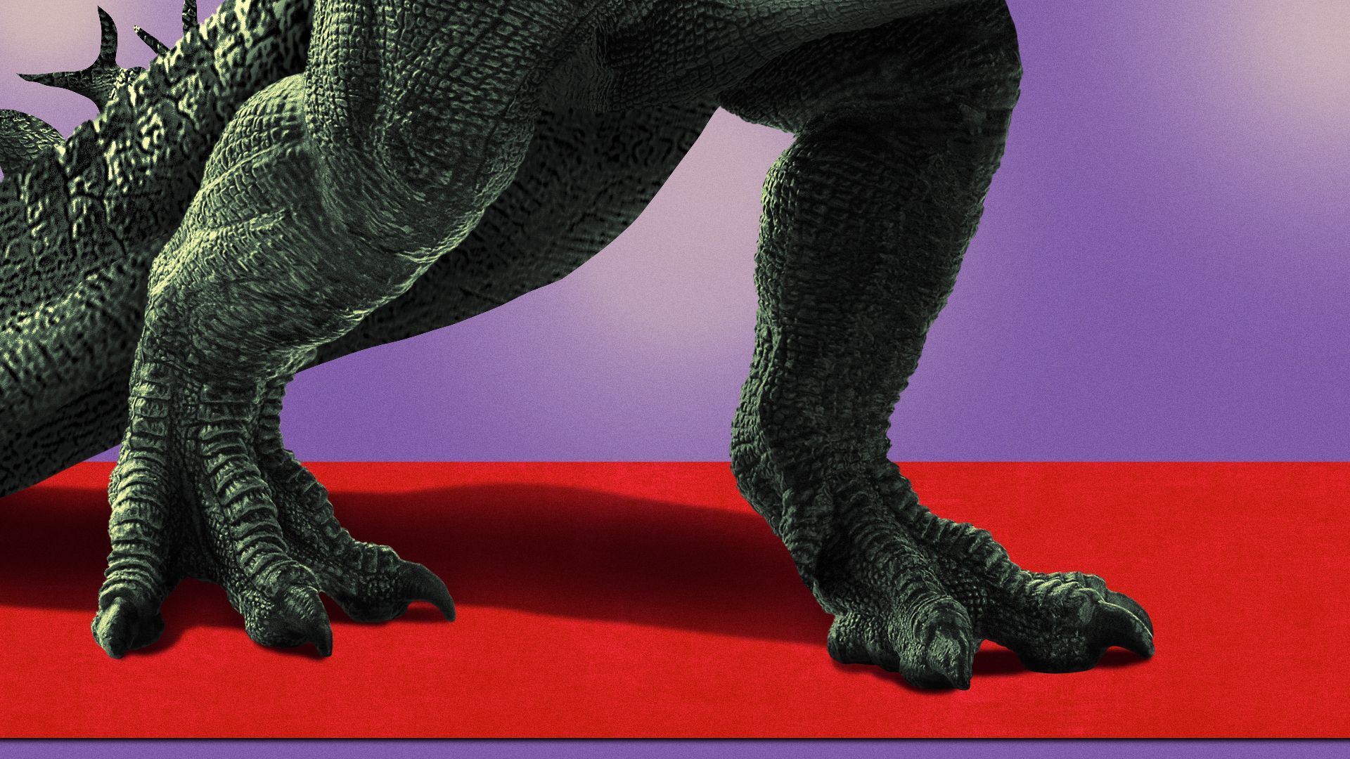 Illustration of Godzilla on the red carpet.