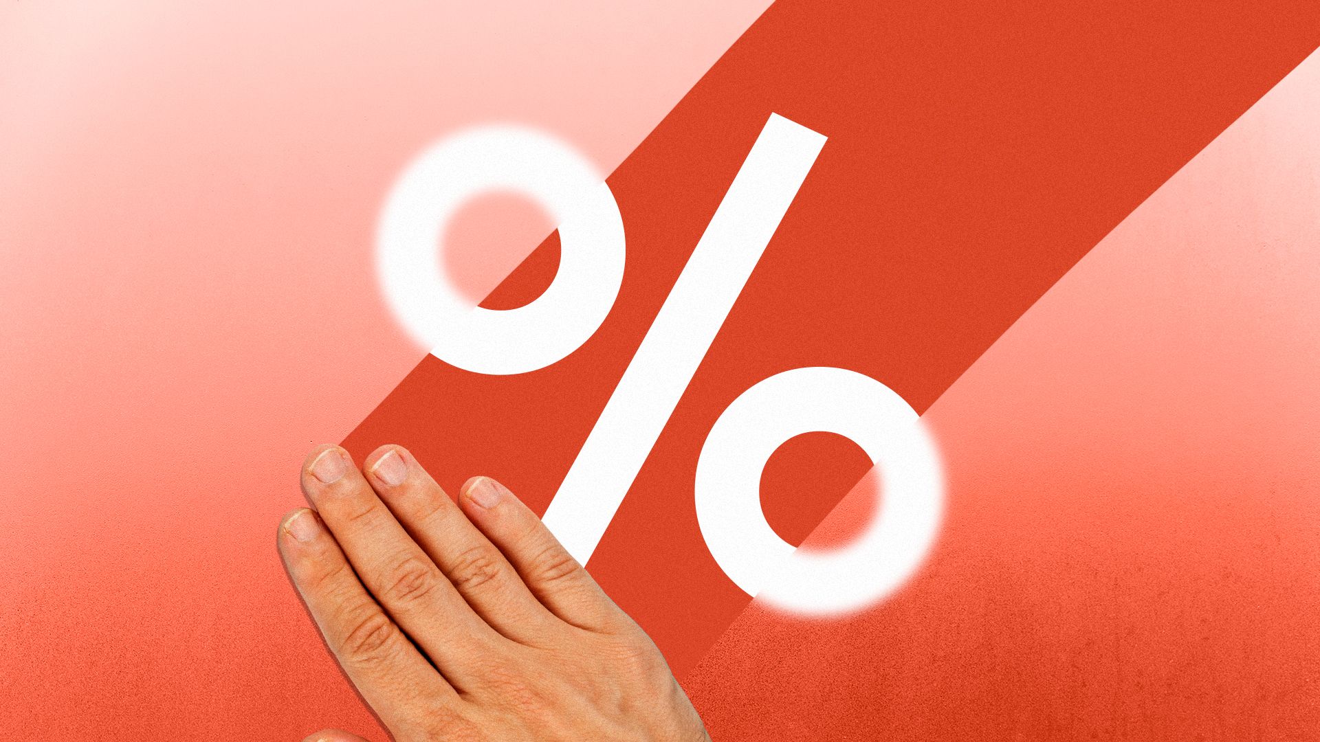 Illustration of a hand swiping away fog to revel a percent sign.