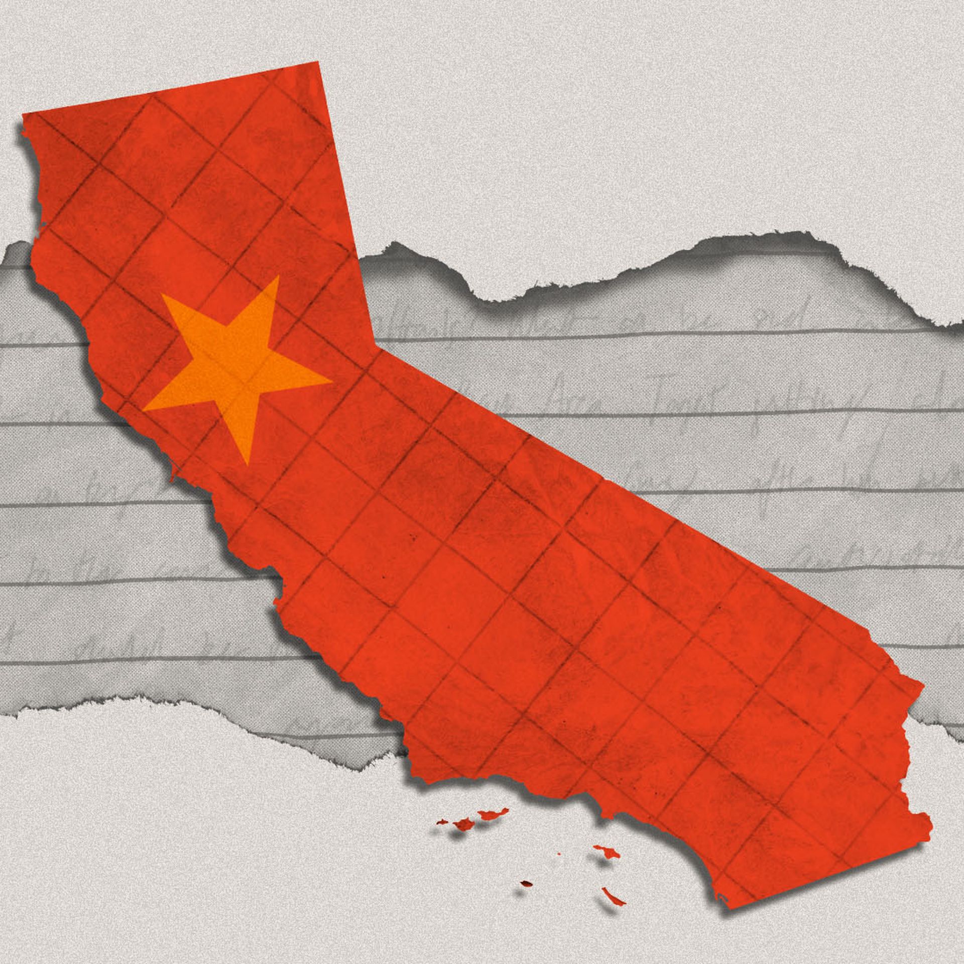 Illustration of California with star over Bay Area