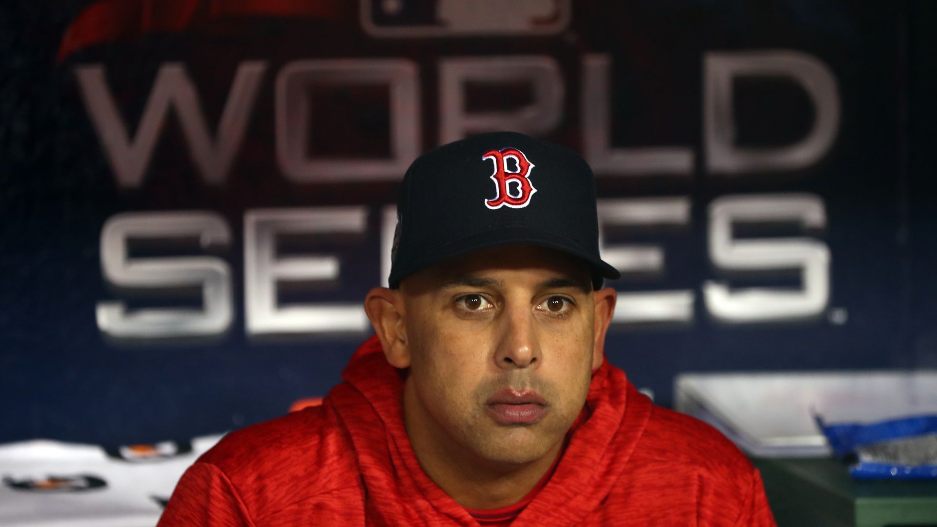 Alex Cora in the dugout