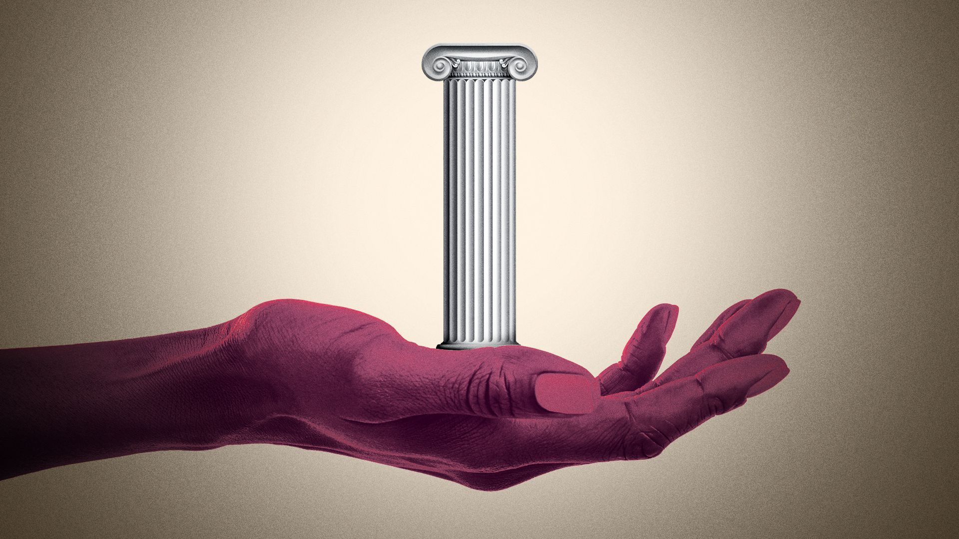 Illustration of a woman's hand holding a pillar.