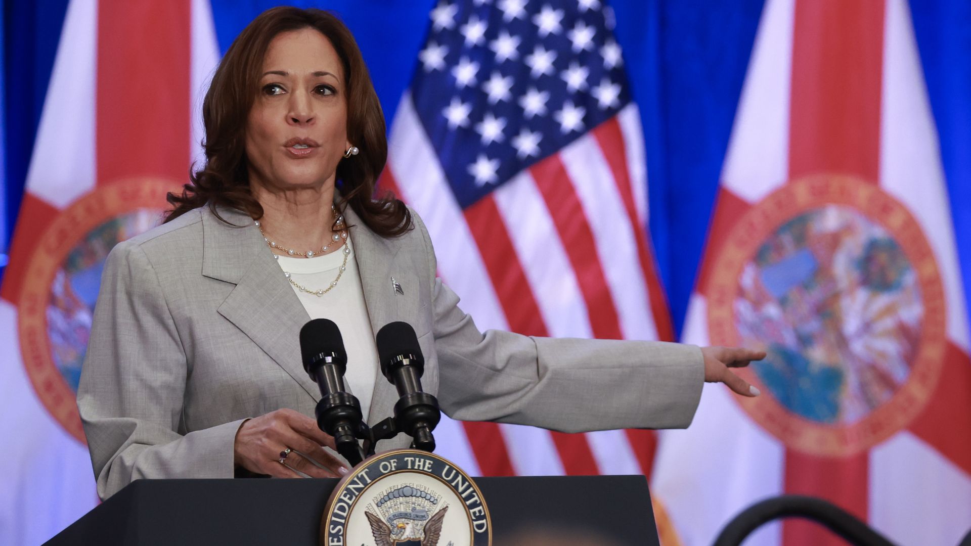 Vice President Kamala Harris speaks in Jacksonville, Fla. on May 1. 