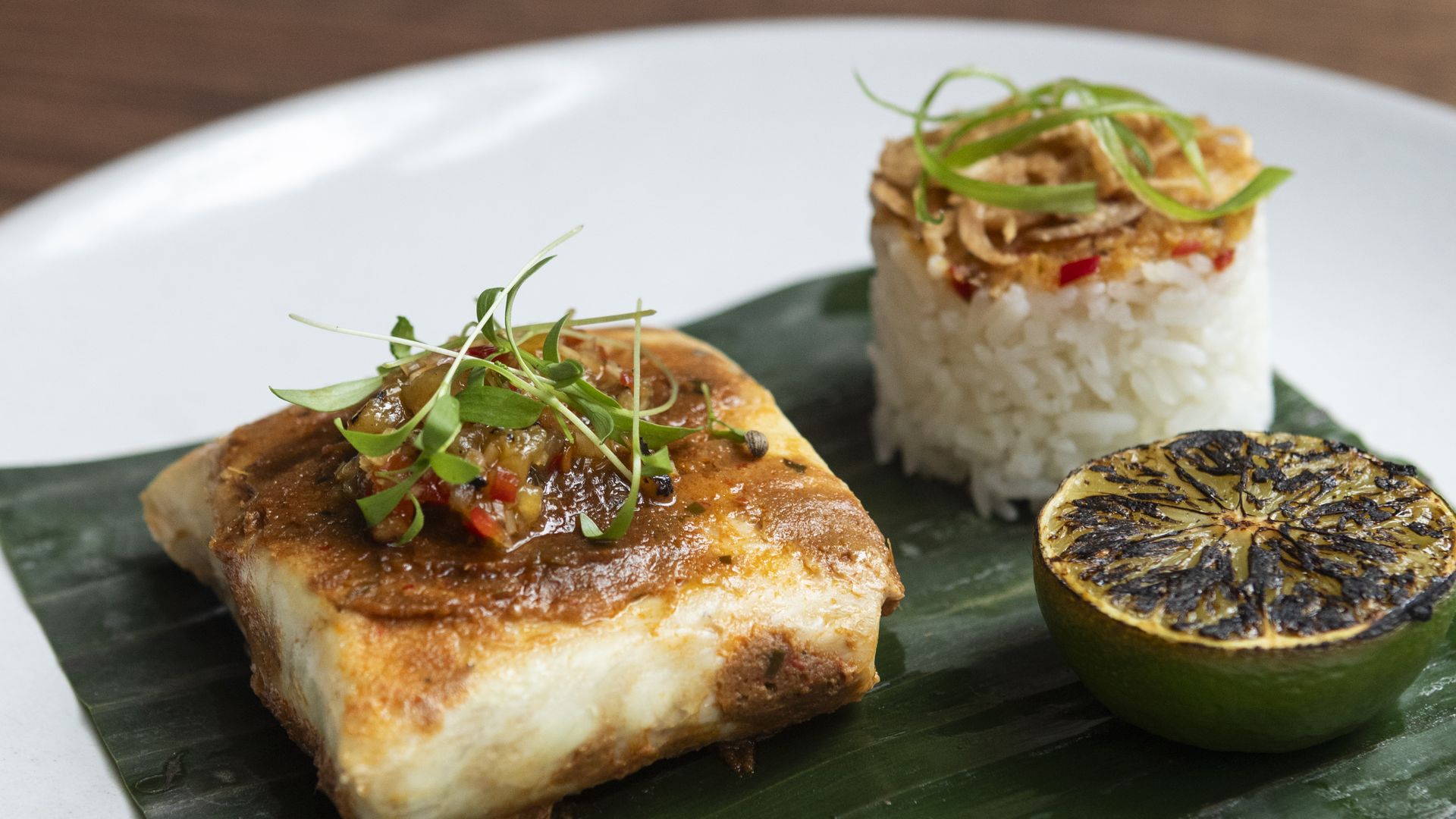 fish on a banana leaf