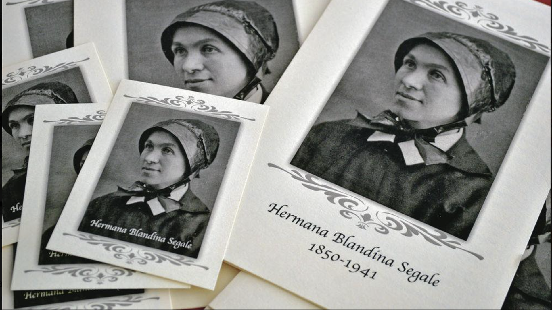 Pamphlets and prayer cards of Sister Blandina Segale sit on a table at the Catholic Center in Albuquerque in August 2015 as an Archdiocese of Santa Fe panel listens to evidence about Segale on possible sainthood. 