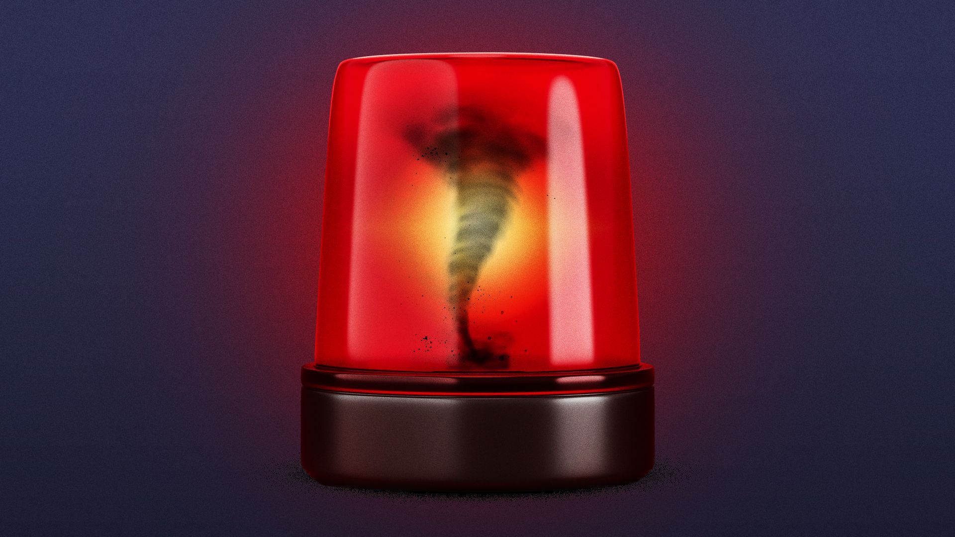 Illustration of a tornado inside of a red siren.