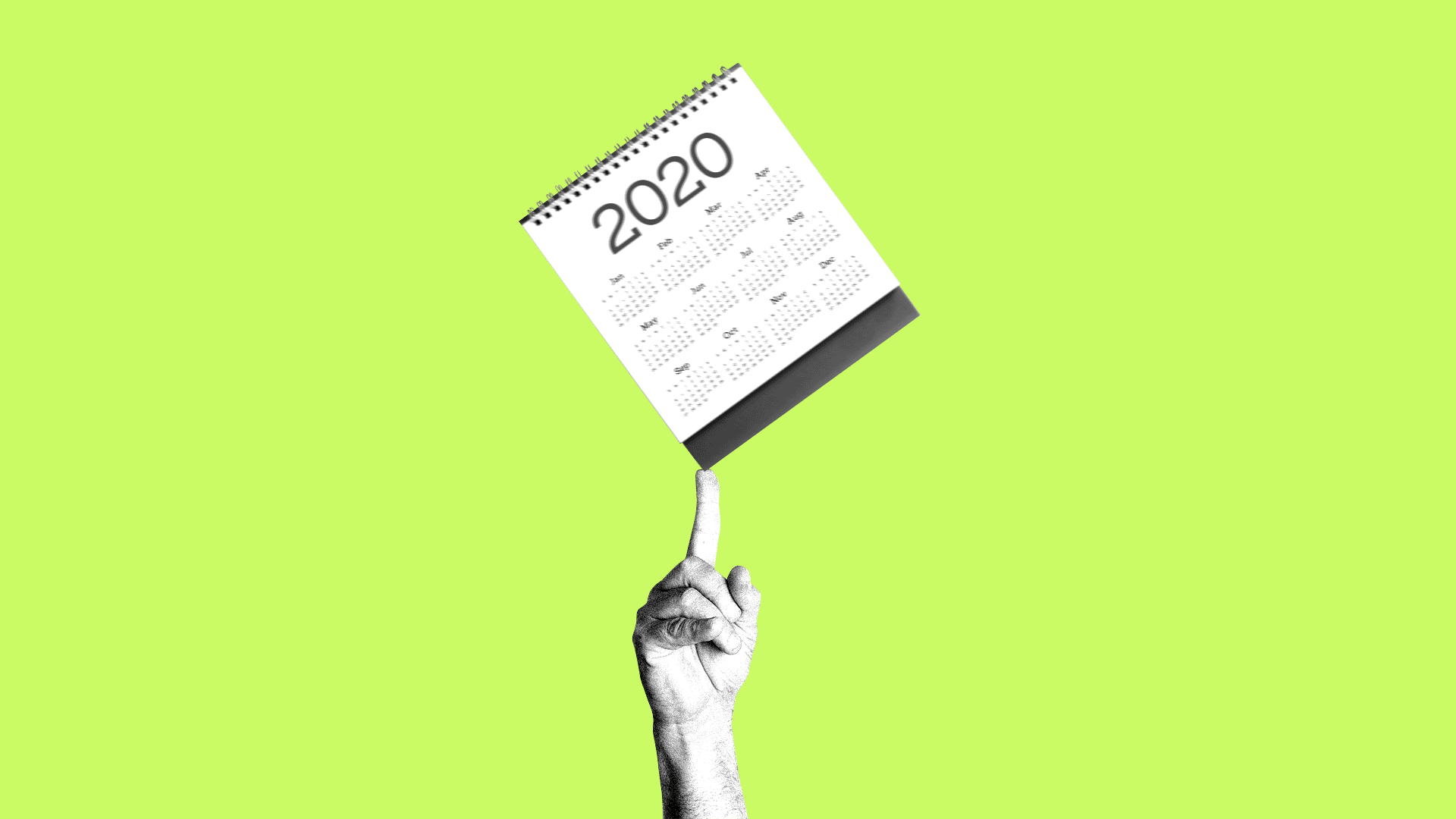 gif of a pointer finger balancing a spinning calendar