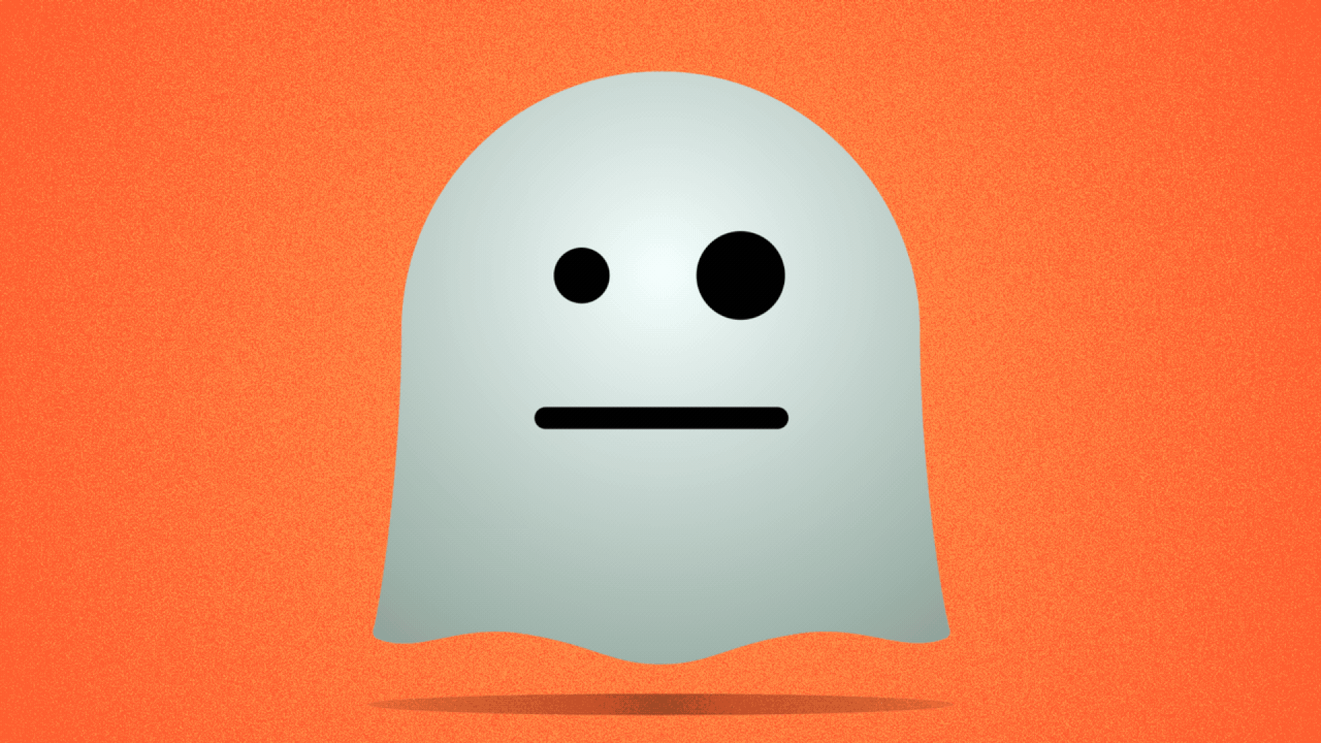 Illustration of an animated ghost emoji, transitioning from a serious face to a smile, sticking its tongue out, and sunglasses lowering over its eyes.