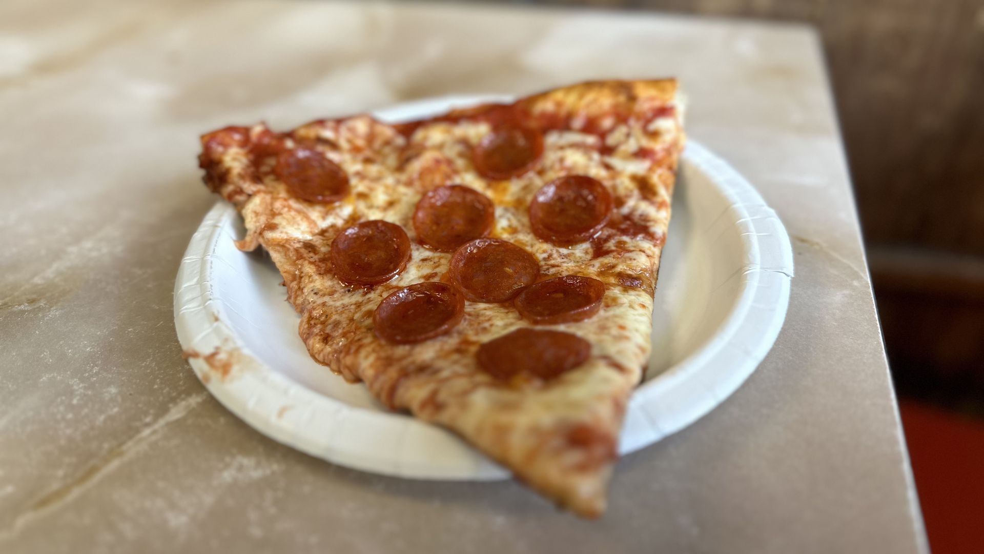 A perfect slice of pepperoni pizza from Armando's Pizza and Subs in Cambridge. 