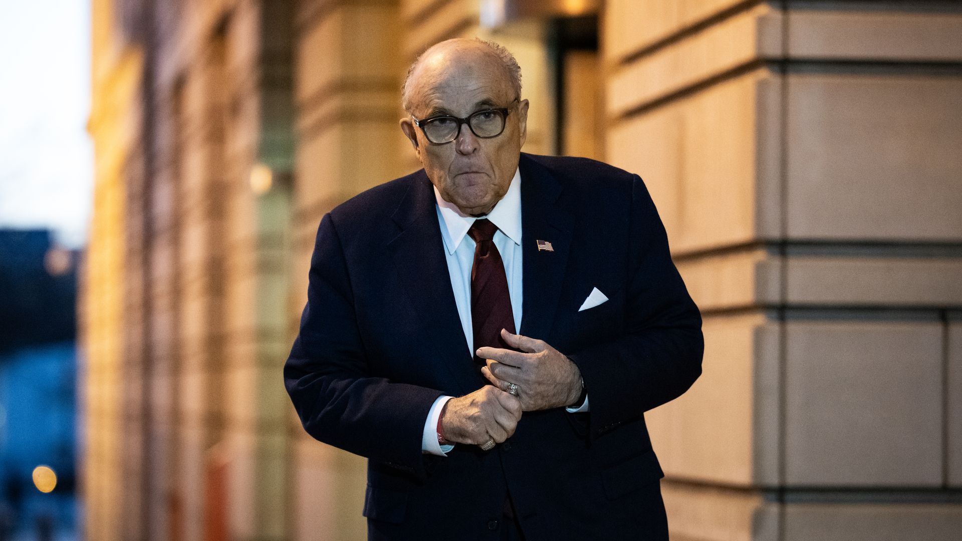 Rudy Giuliani outside of a federal courthouse in Washington, D.C.