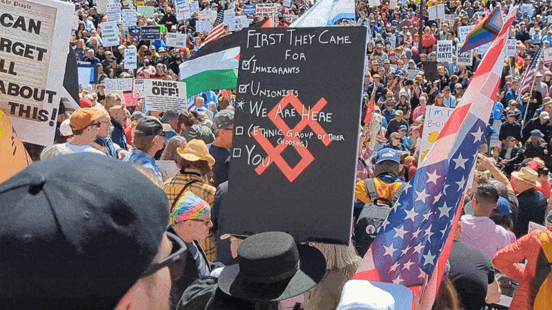 A crowd at a political rally.