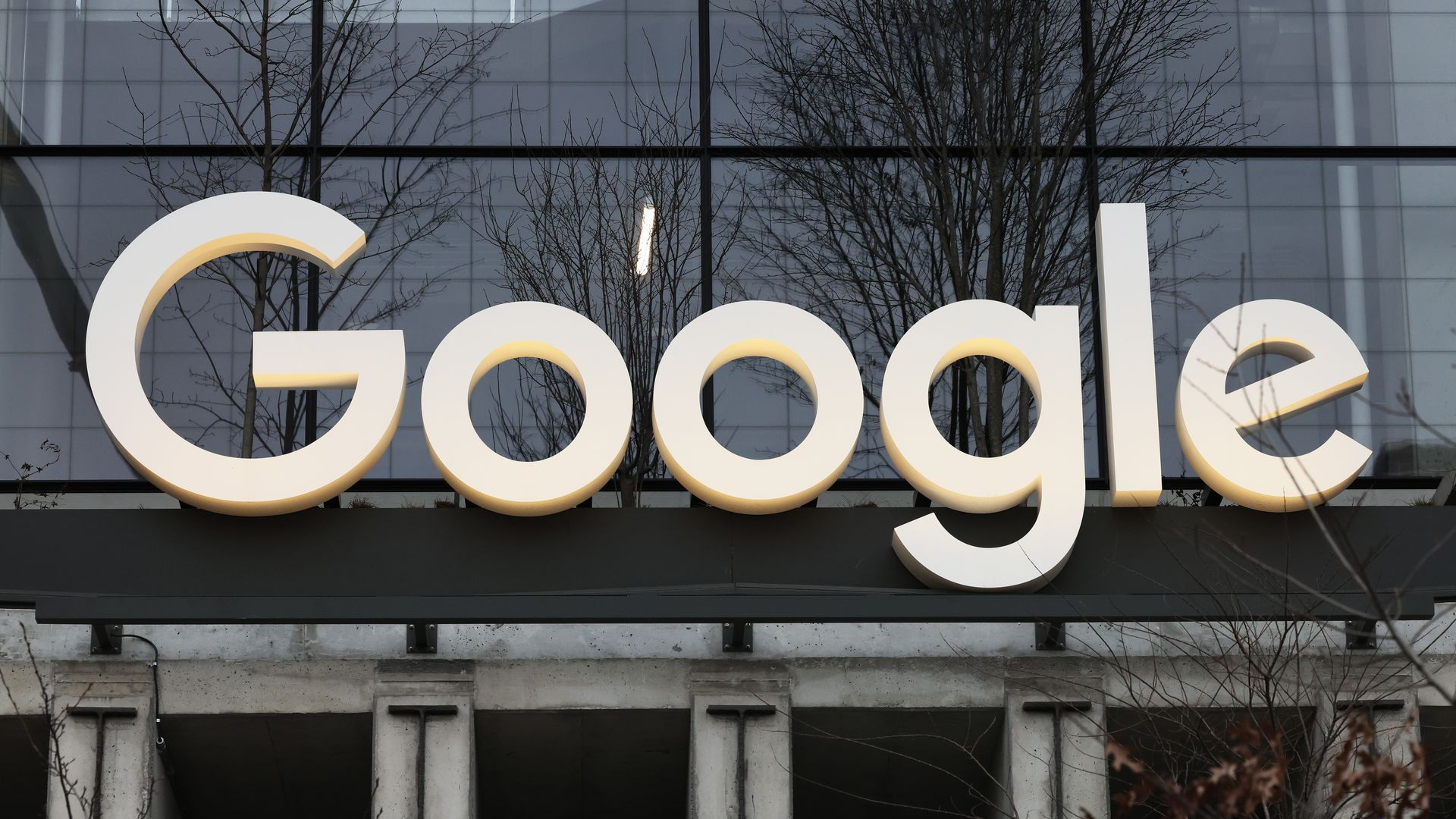 Google's logo on its HQ building.