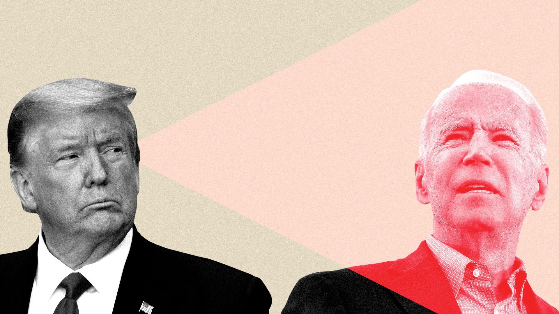 Illustrated collage of Joe Biden and President Trump.