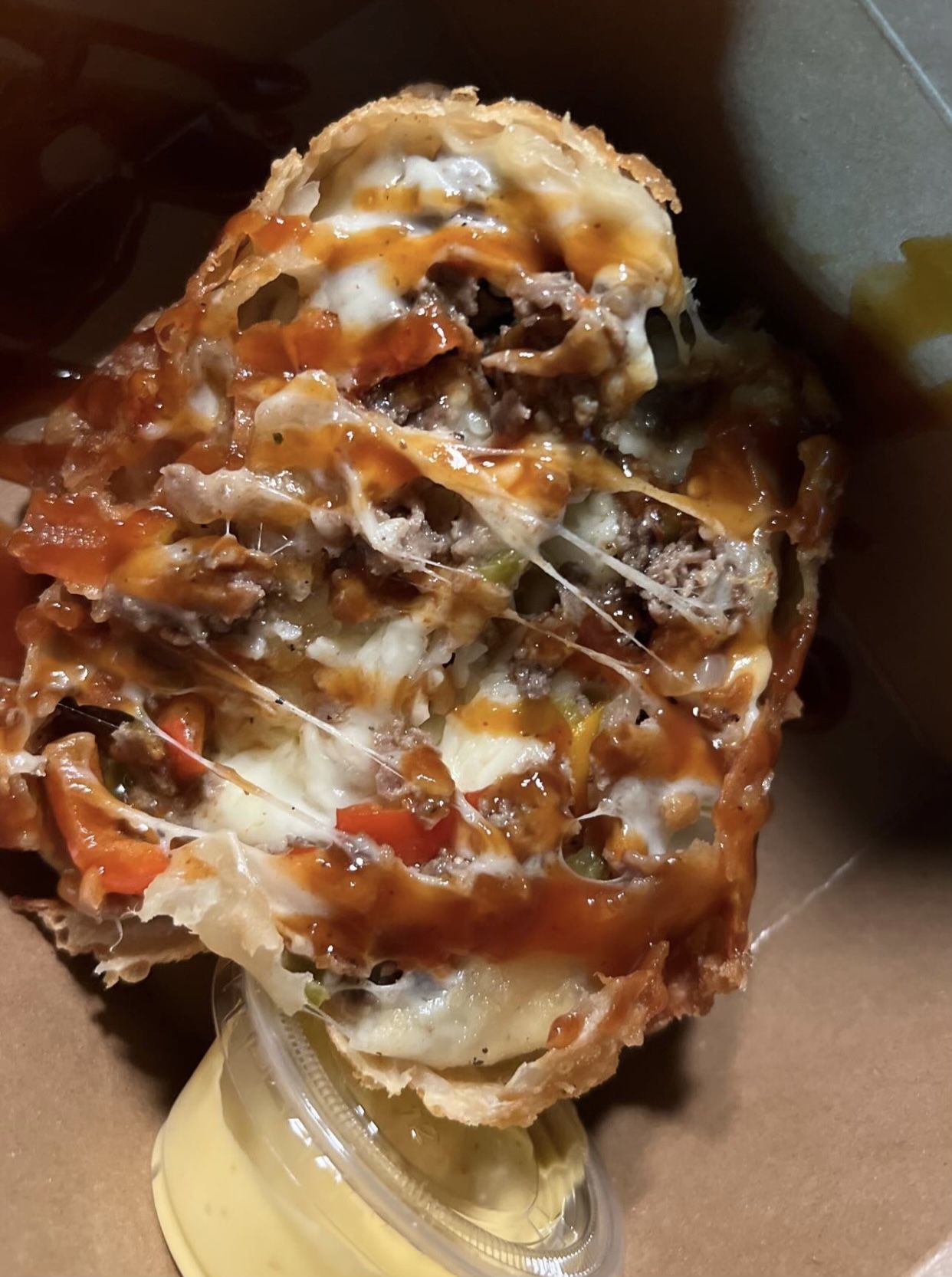 egg roll cut in half