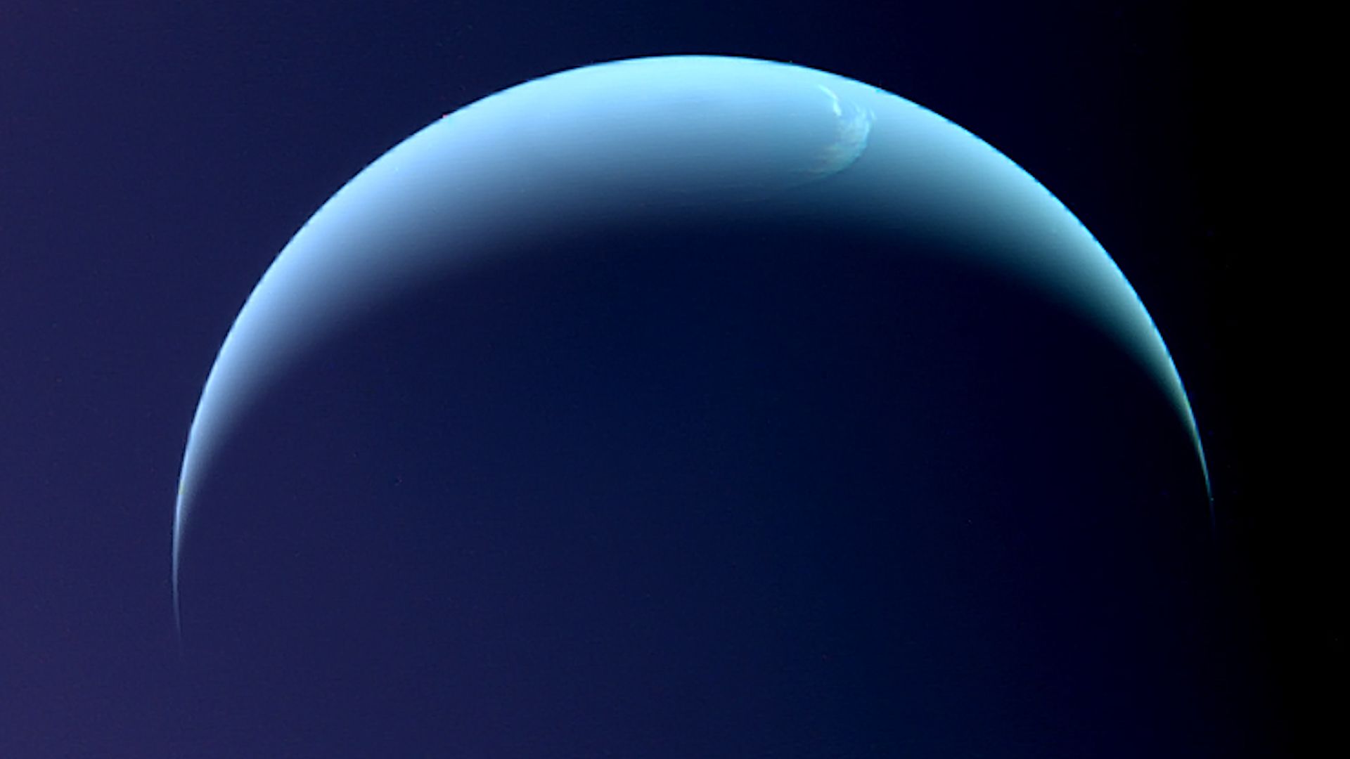 Neptune as seen by the Voyager 2 spacecraft.