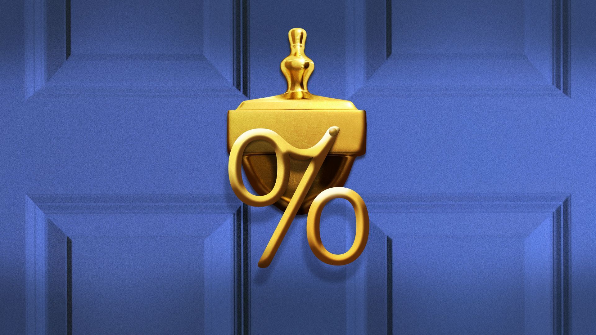 Illustration of a door knocker in the shape of a percentage sign