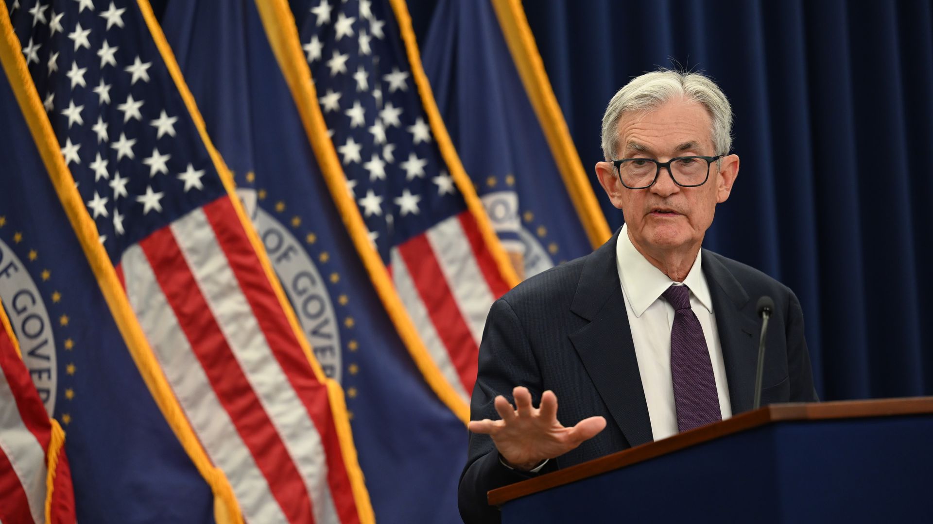 Fed chair Jerome Powell speaks during a press conference in January.